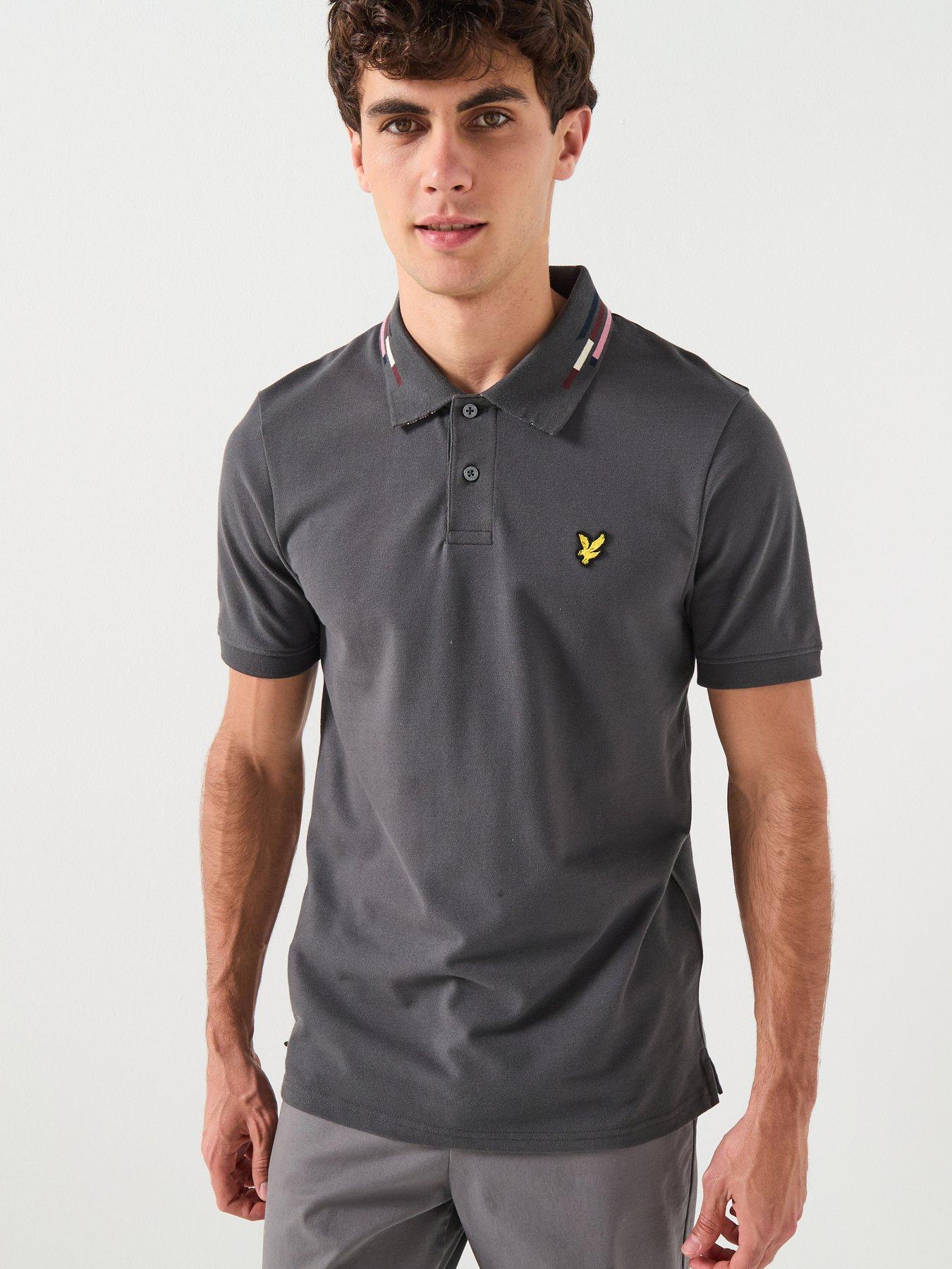  image of lyle-scott-striped-tipped-polo-shirt-black