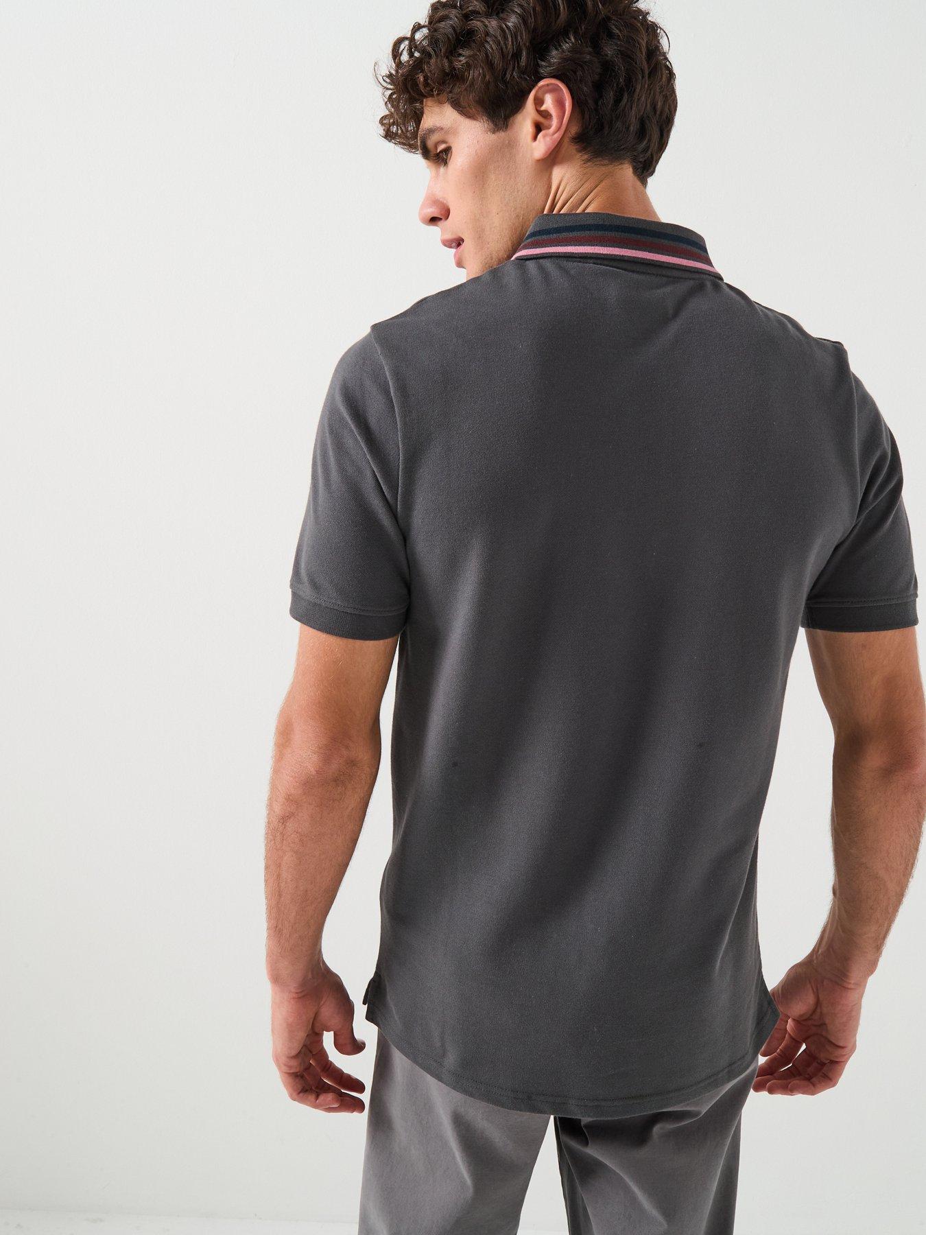  image of lyle-scott-striped-tipped-polo-shirt-black