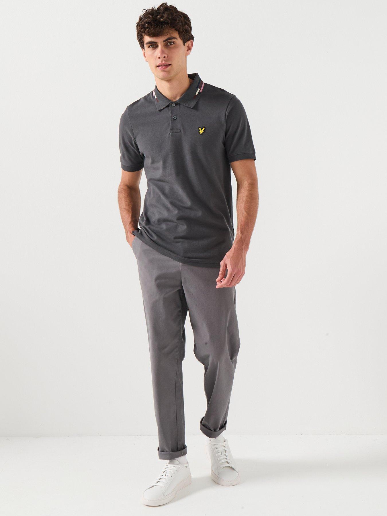  image of lyle-scott-striped-tipped-polo-shirt-black