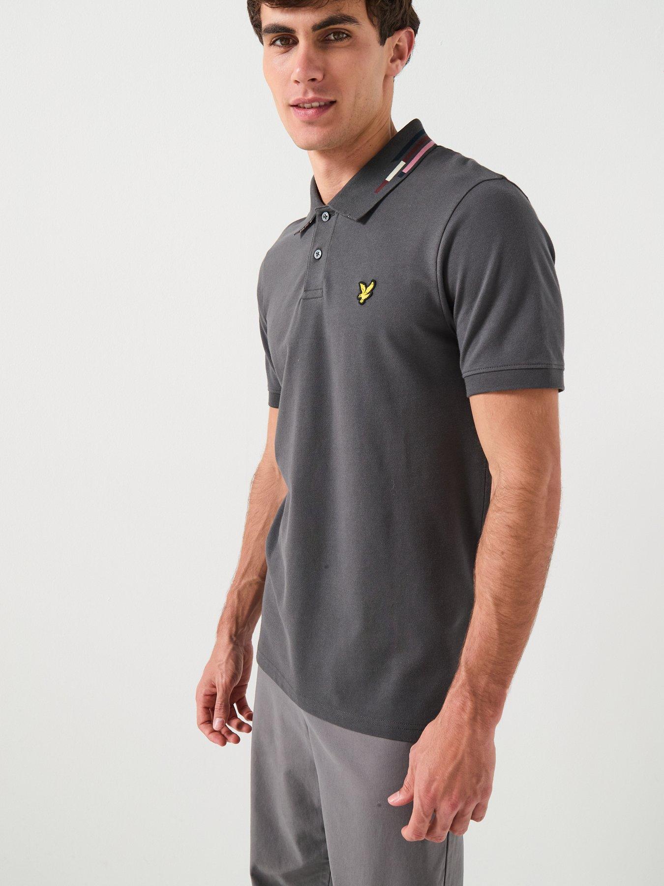  image of lyle-scott-striped-tipped-polo-shirt-black