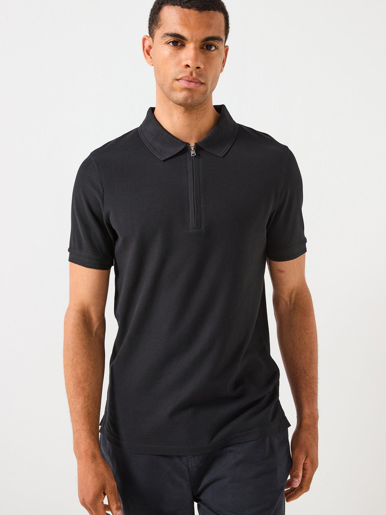 Image 1 of 6 of Lyle & Scott Ottoman Half Zip Polo Shirt - Black