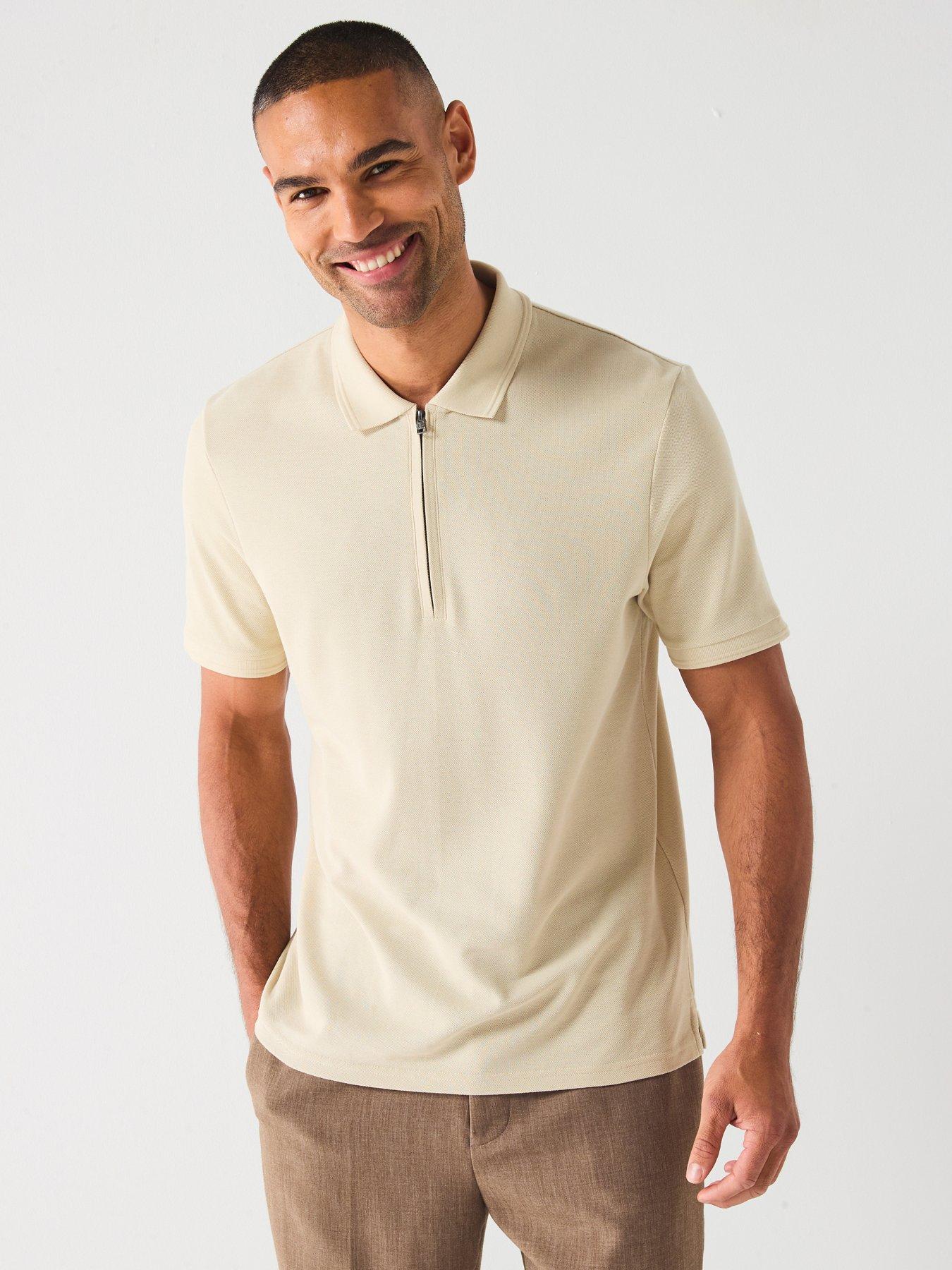Lyle & Scott Ottoman Half Zip Polo Shirt- Cream