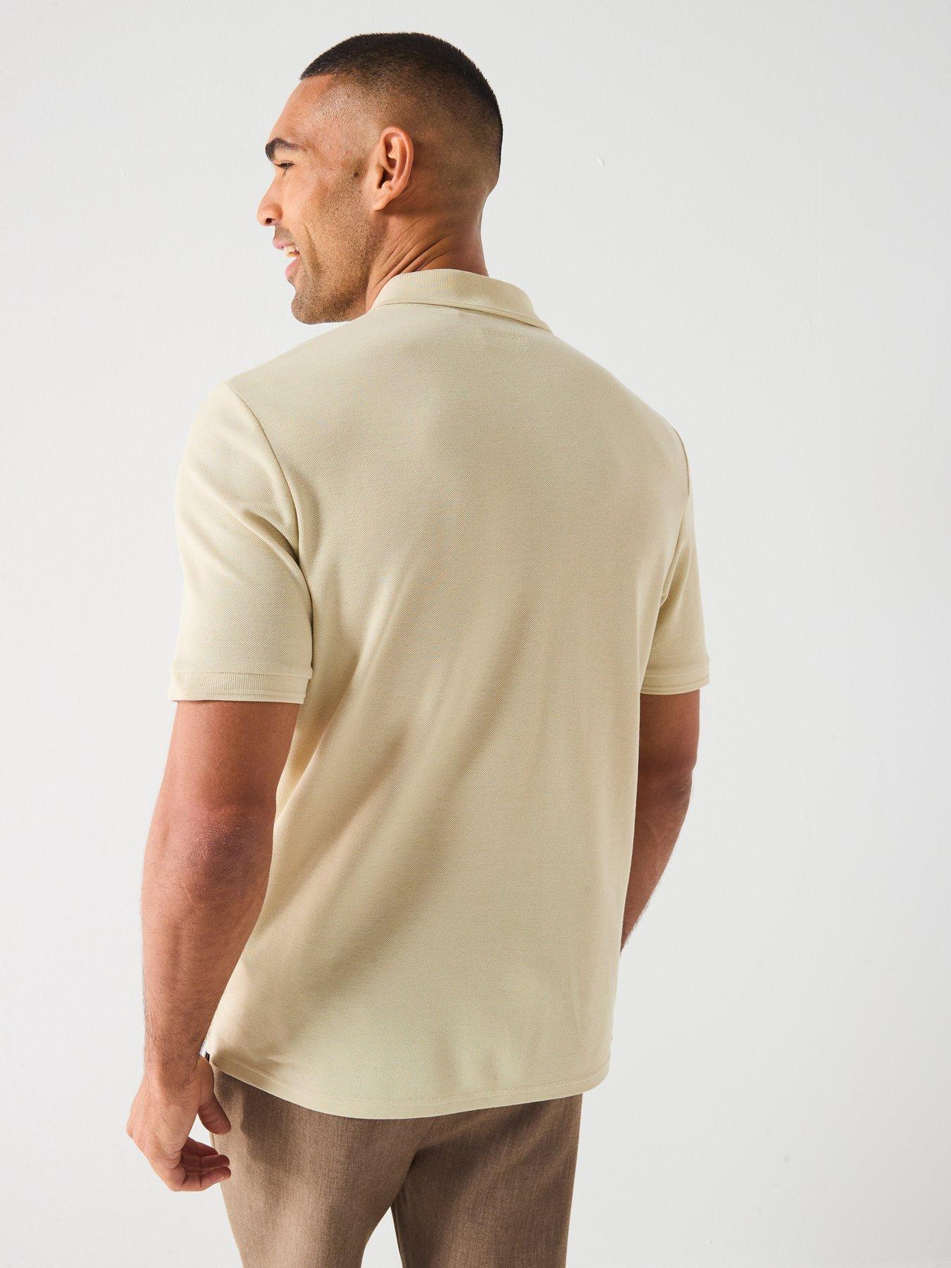  image of lyle-scott-ottoman-half-zip-polo-shirt--cream