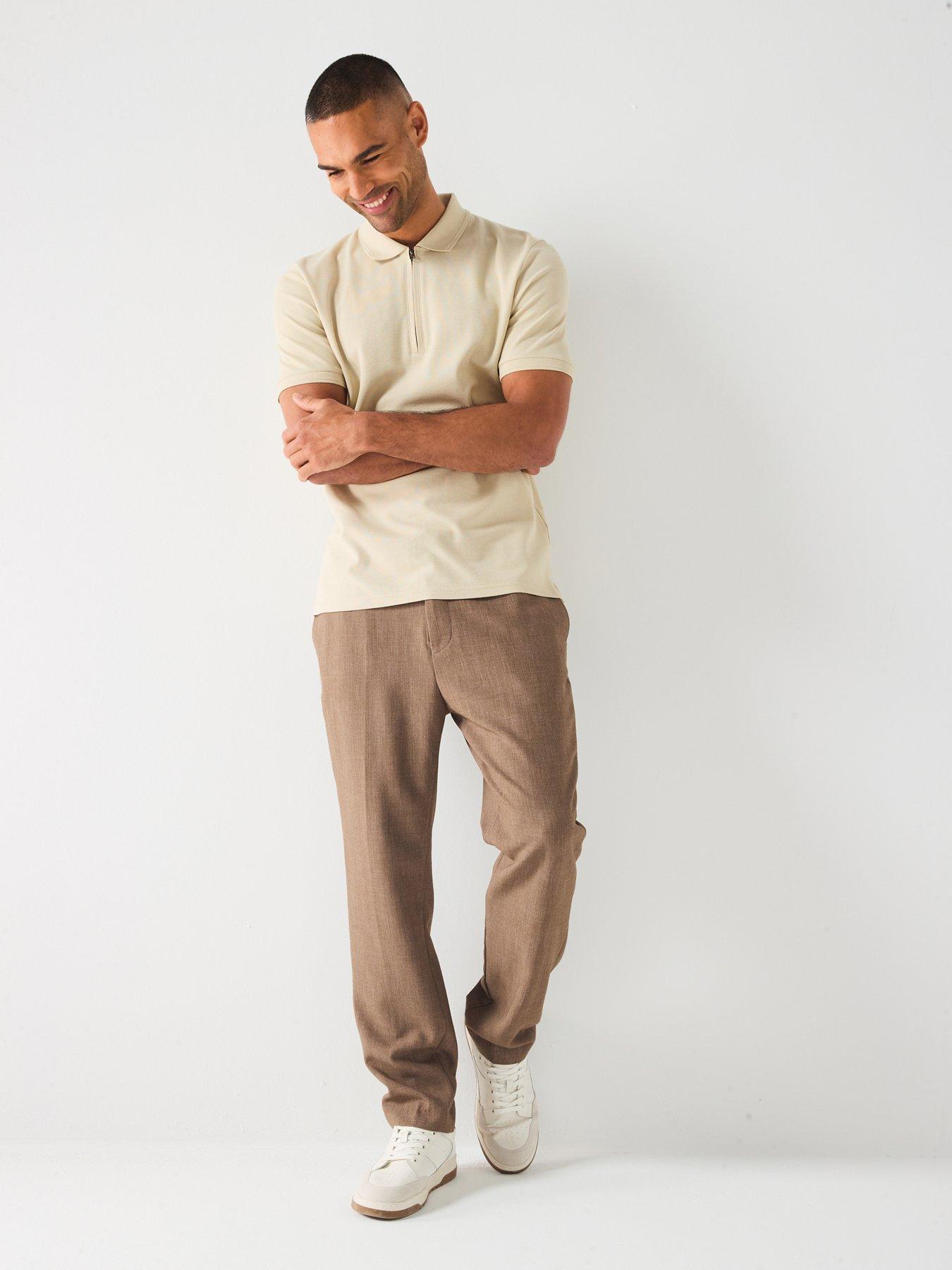  image of lyle-scott-ottoman-half-zip-polo-shirt--cream