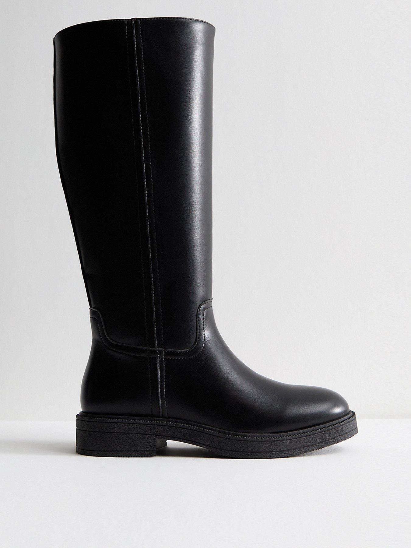  image of new-look-black-faux-leather-knee-high-riding-boots