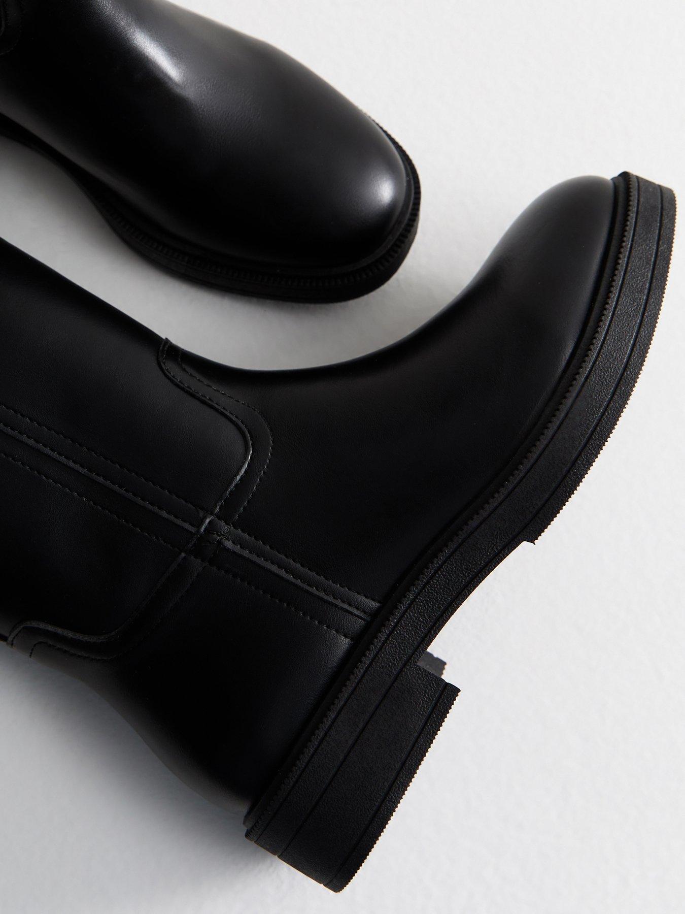  image of new-look-black-faux-leather-knee-high-riding-boots