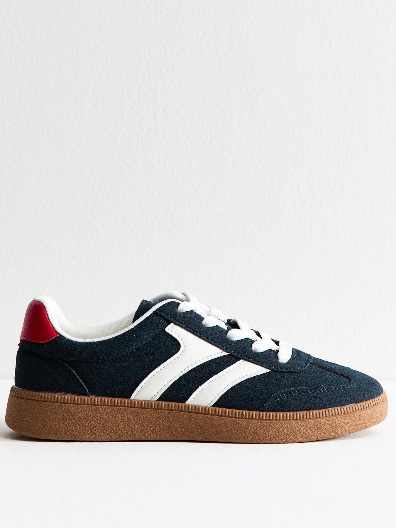 New Look Navy Contrast Panel Faux Suede Trainers - Blue