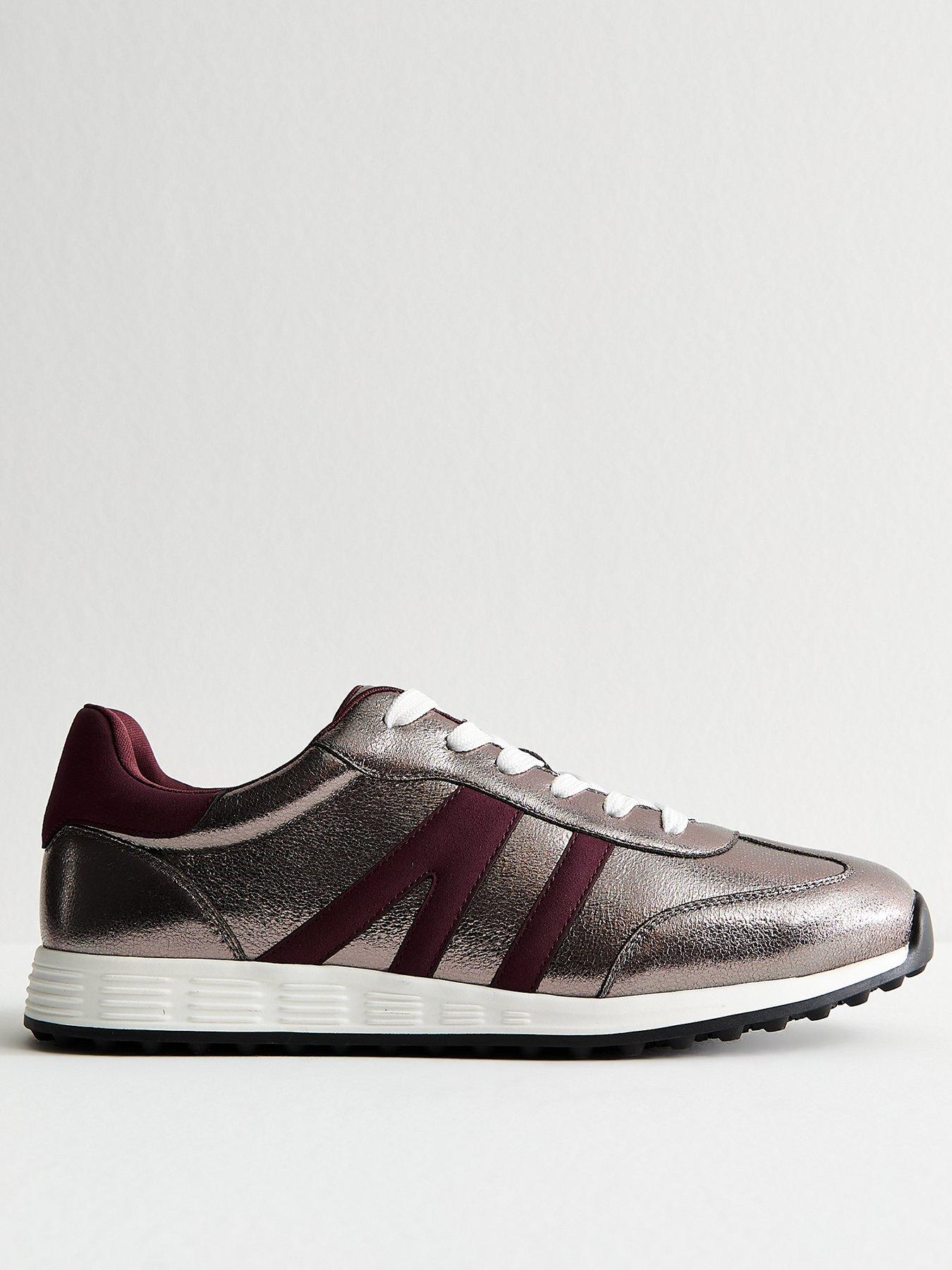 undefined Grey Faux Leather Lace Up Trainers