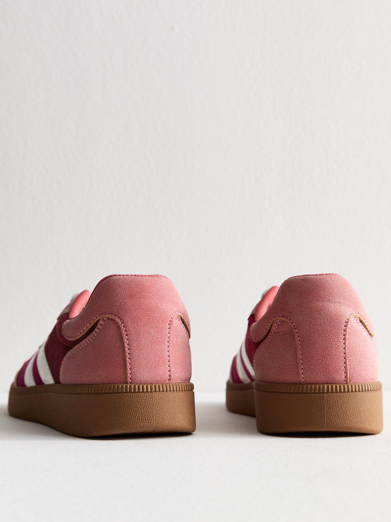 Image 3 of 6 of New Look Faux Suede Contrast Panelled Lace Up Trainers - Pink
