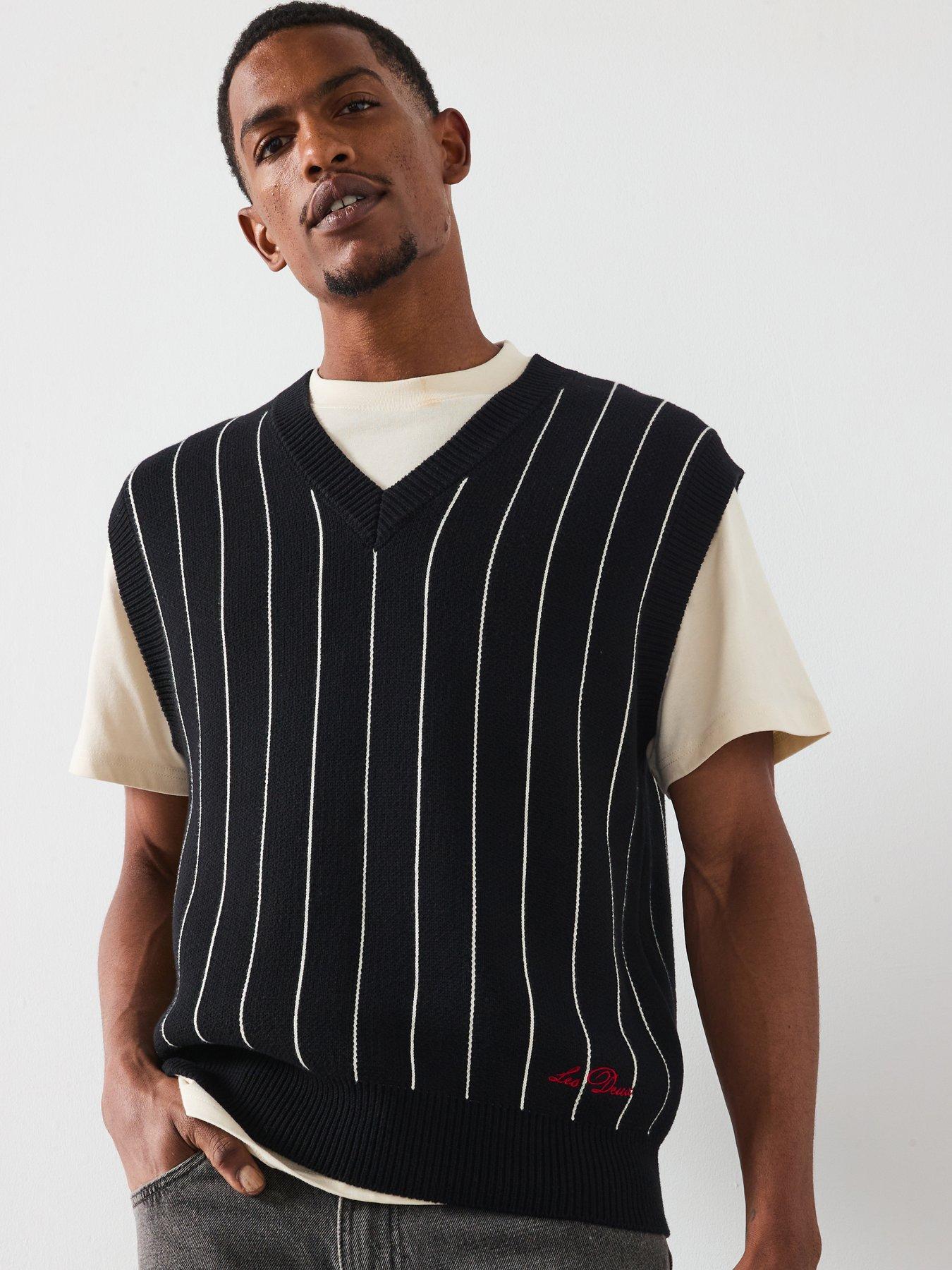 Les Deux Gaston Jacquard Pinstripe Knitted Jumper - Black