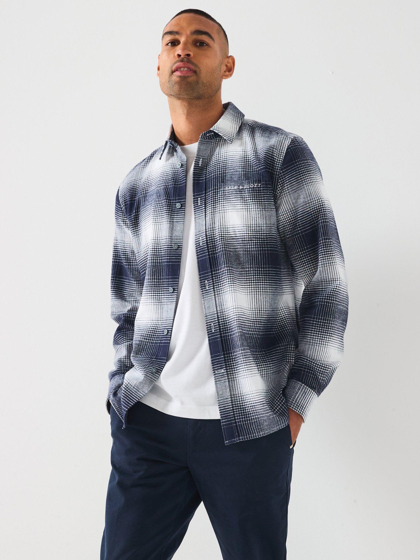 undefined Ombre Check Flannel Shirt - Dark Blue