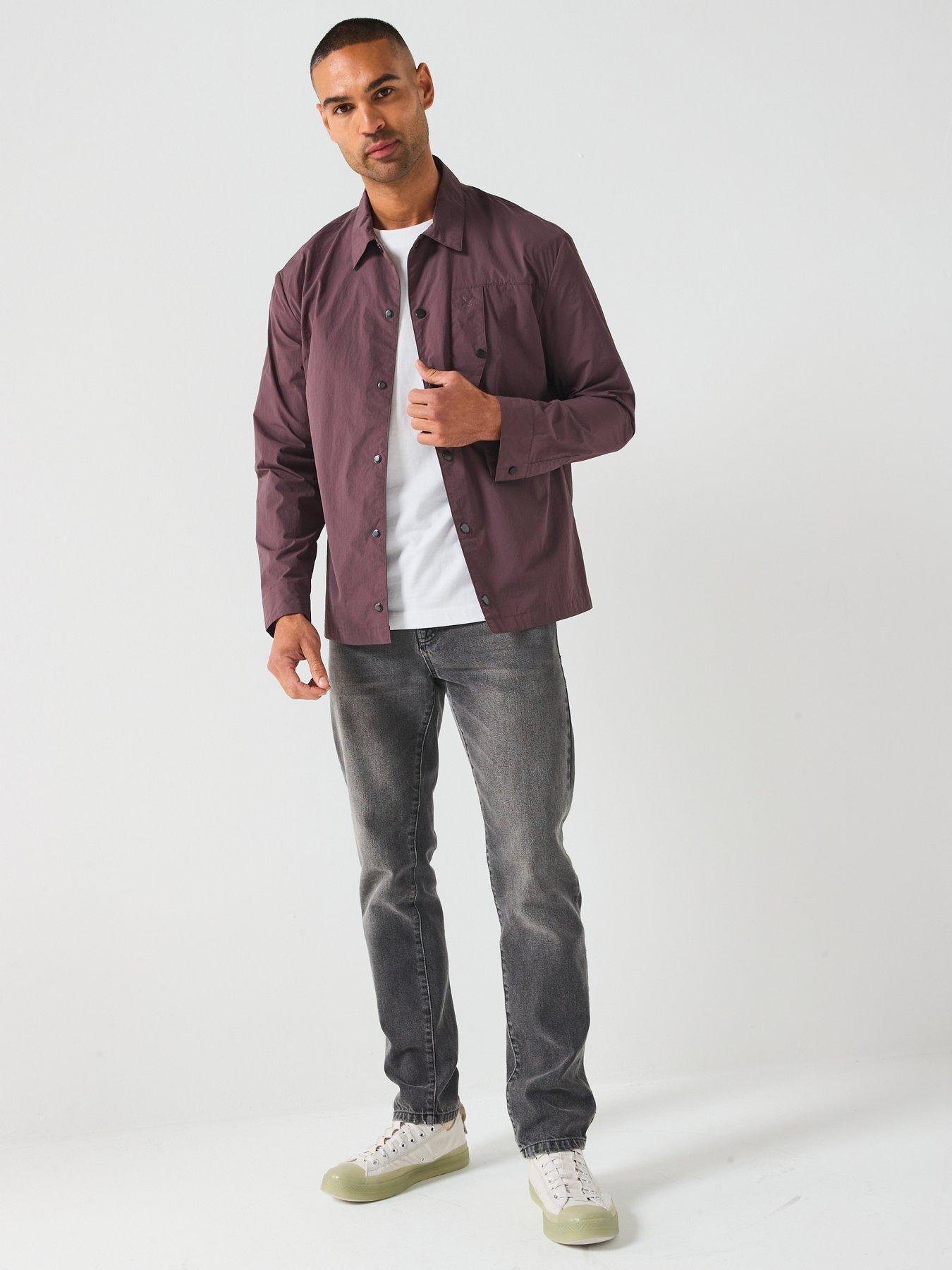 Image 3 of 6 of Lyle & Scott Crinkle Nylon Overshirt- Brown