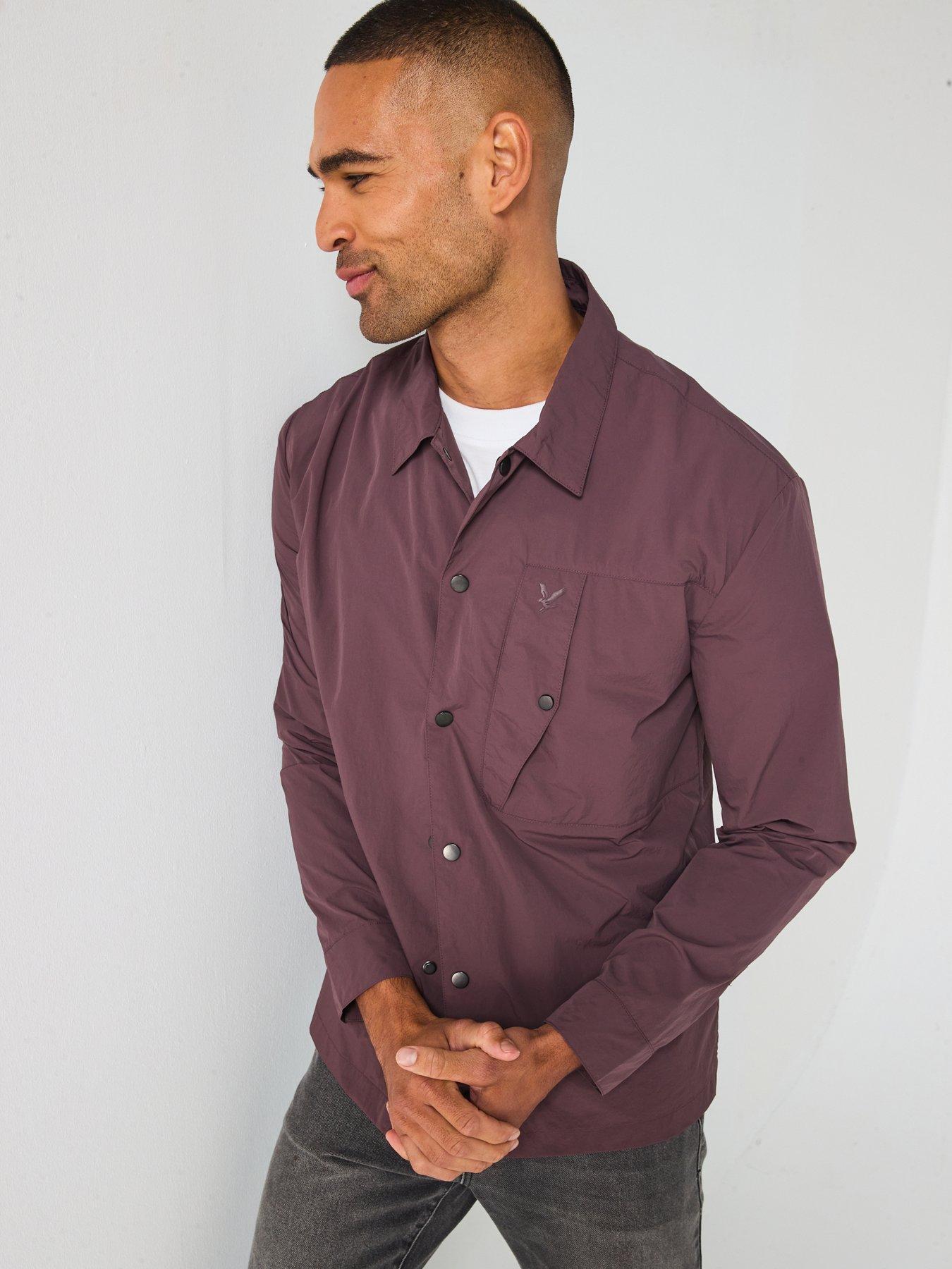 Image 6 of 6 of Lyle & Scott Crinkle Nylon Overshirt- Brown