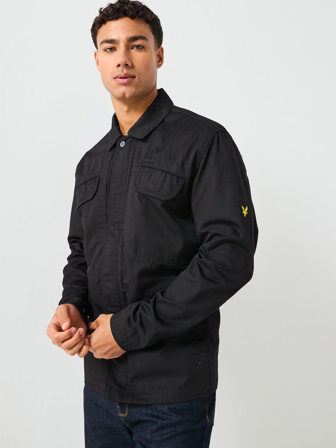  image of lyle-scott-multi-pocket-overshirt-black