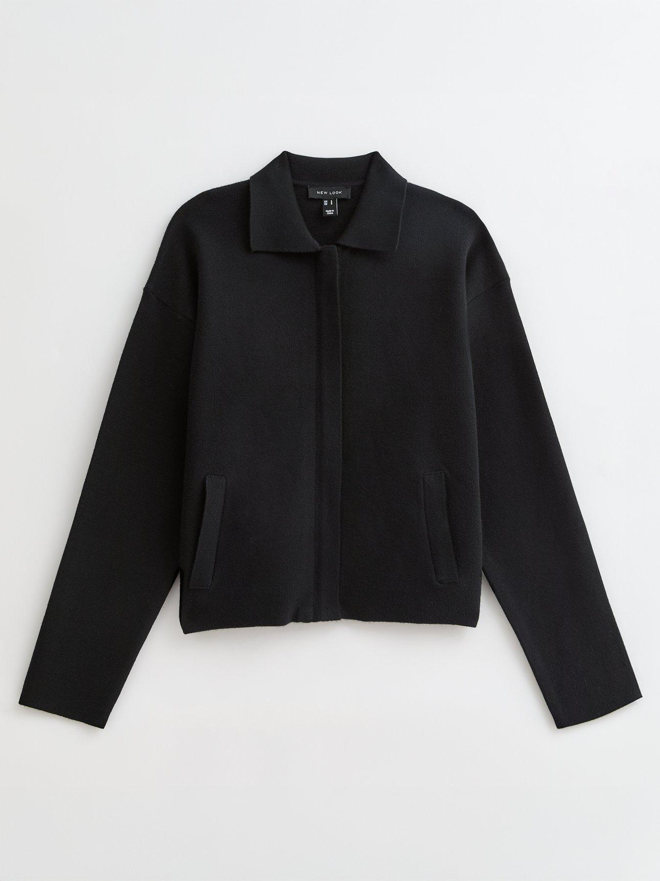 Image 5 of 5 of New Look Compact Knit Zip Through Cardigan - Black