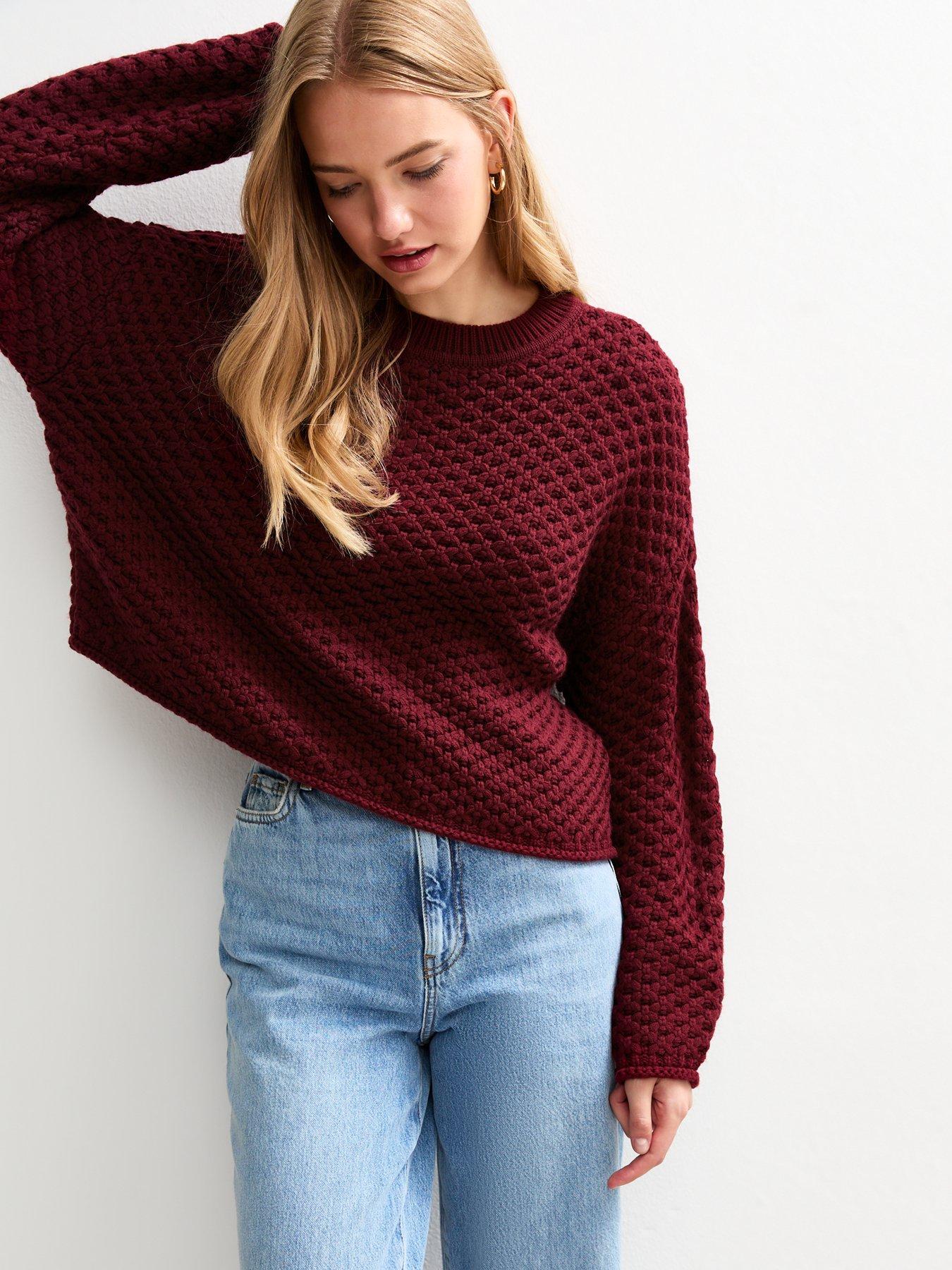 New Look Burgundy Stitch Knit Jumper