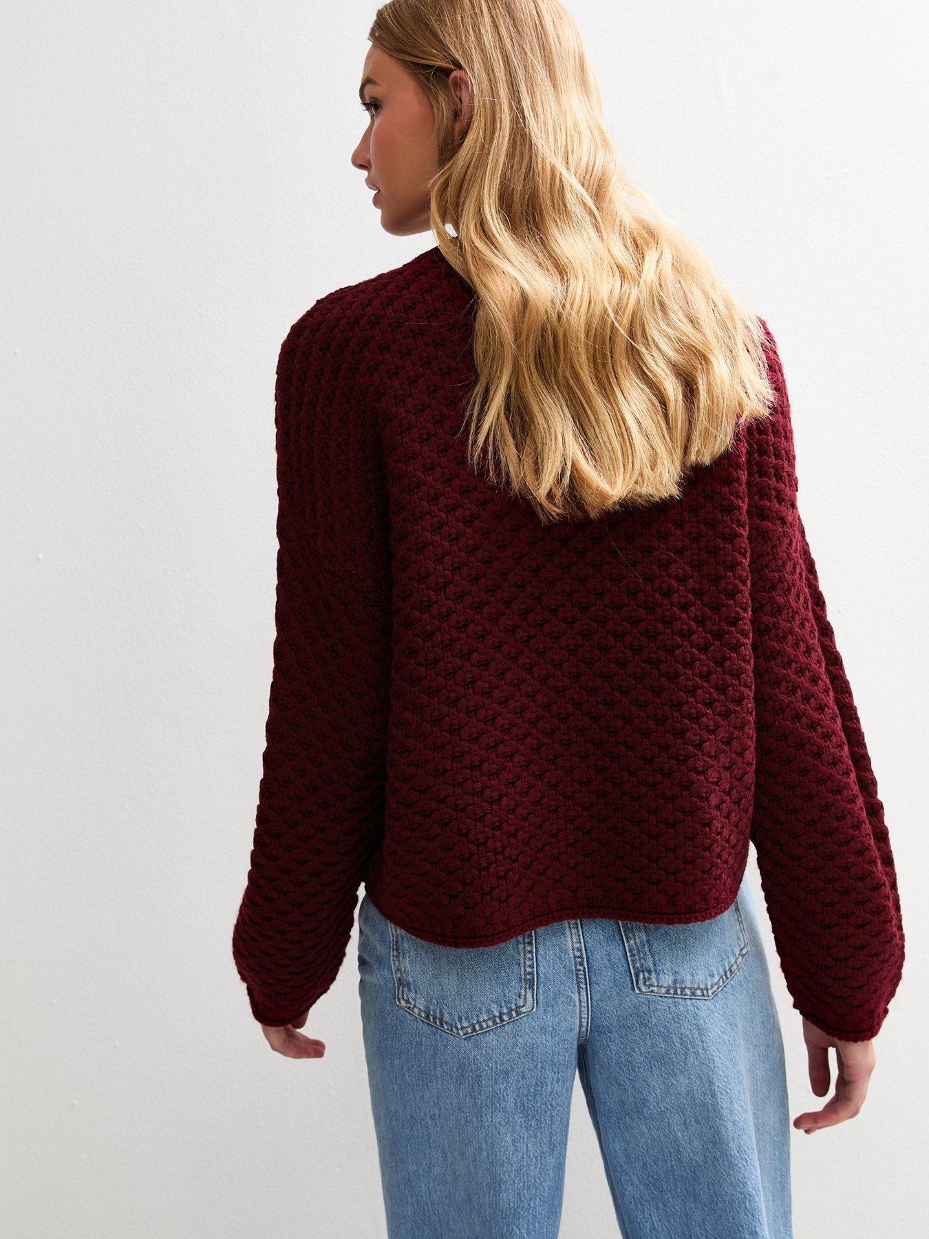 Image 2 of 4 of New Look Stitch Knit Jumper - Burgundy&nbsp;
