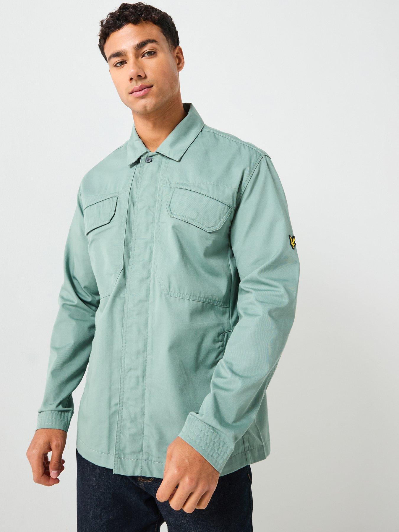 front image of lyle-scott-multi-pocket-overshirt-light-green