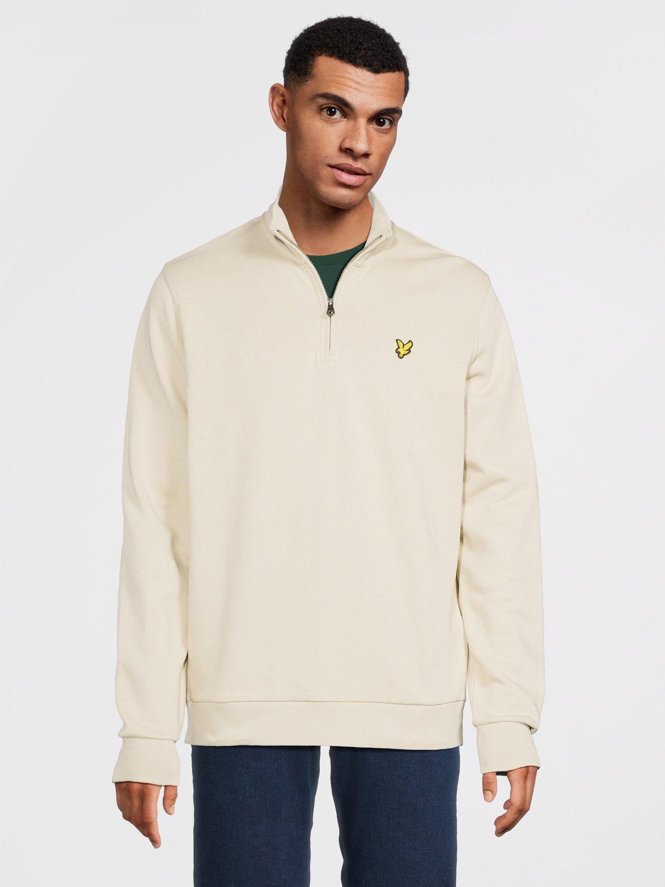  image of lyle-scott-loopback-quarter-zip-sweat--cream