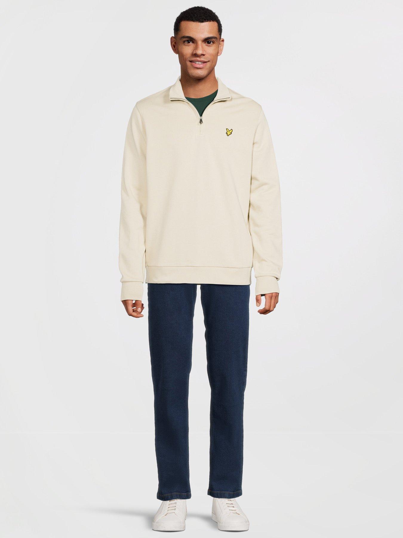 image of lyle-scott-loopback-quarter-zip-sweat--cream