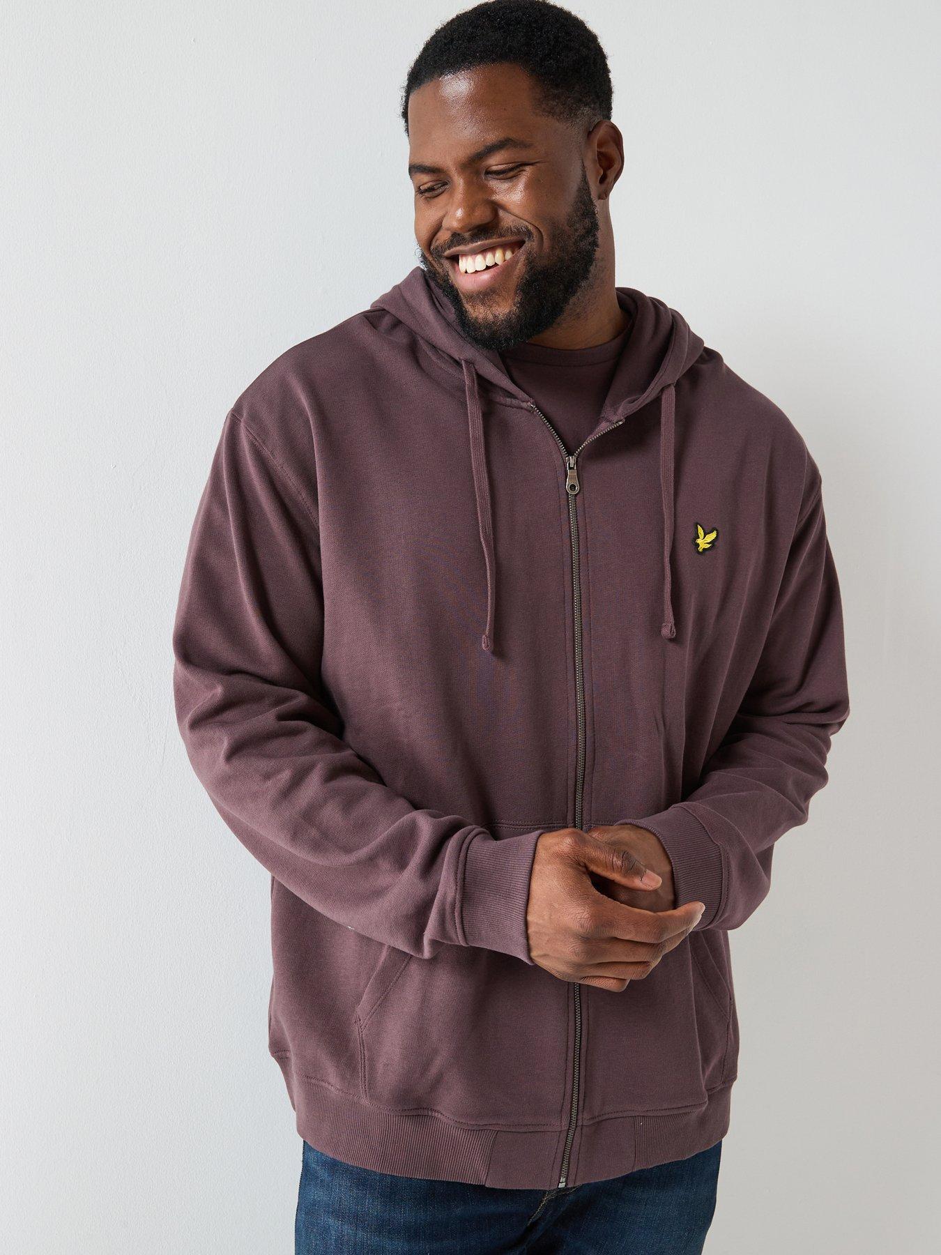  image of lyle-scott-big-and-tall-zip-through-hoodie-brown