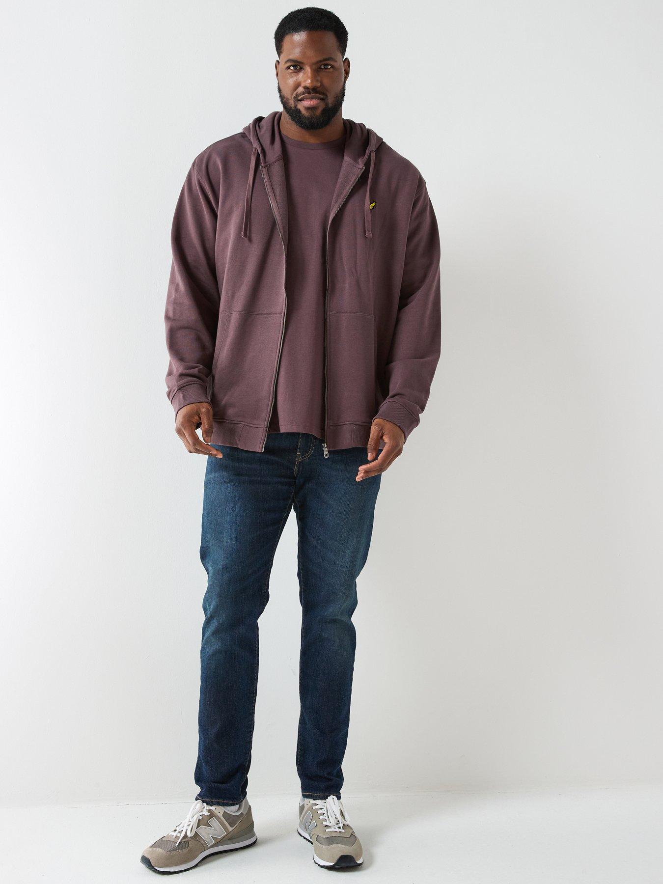 image of lyle-scott-big-and-tall-zip-through-hoodie-brown
