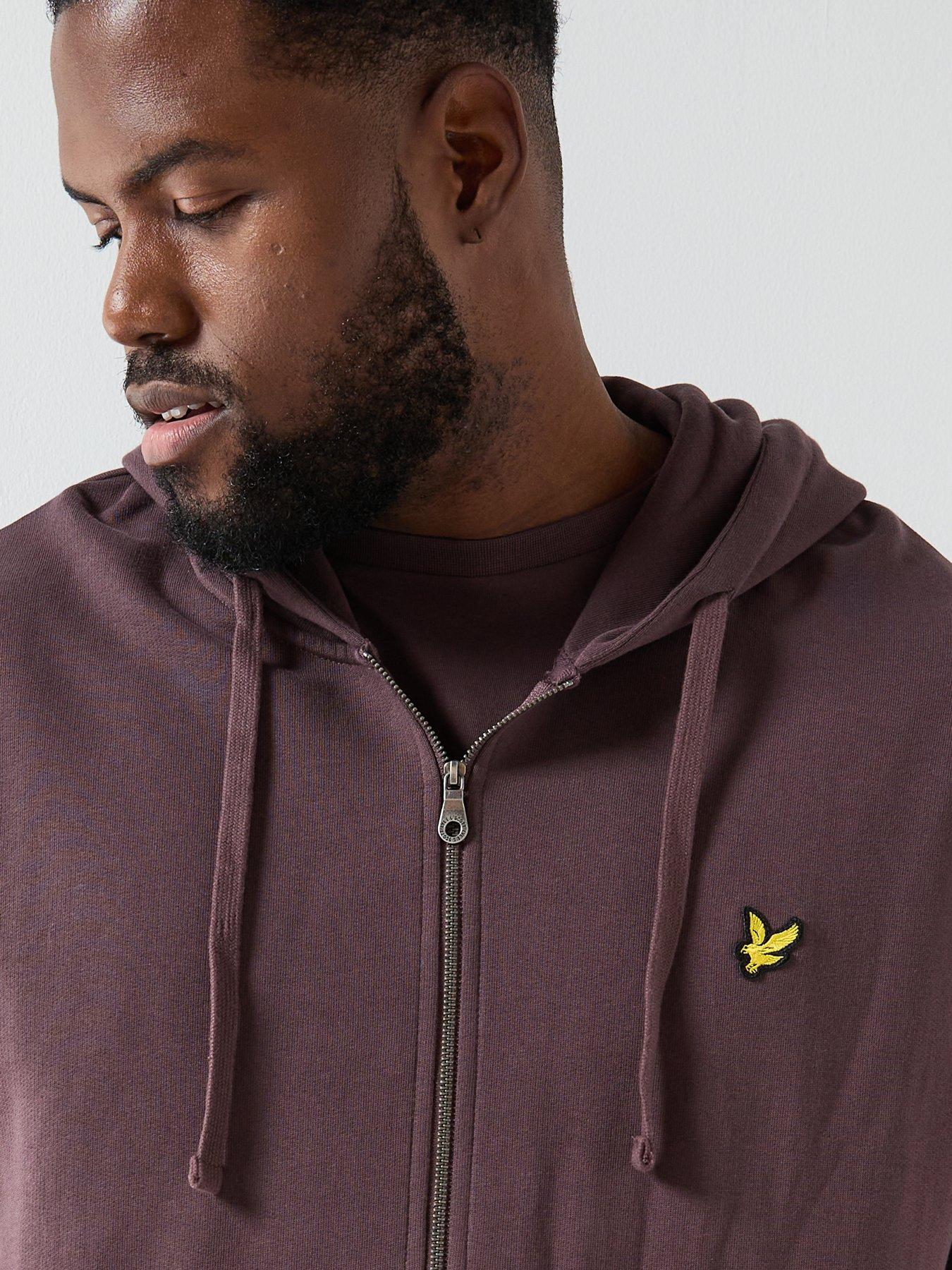  image of lyle-scott-big-and-tall-zip-through-hoodie-brown