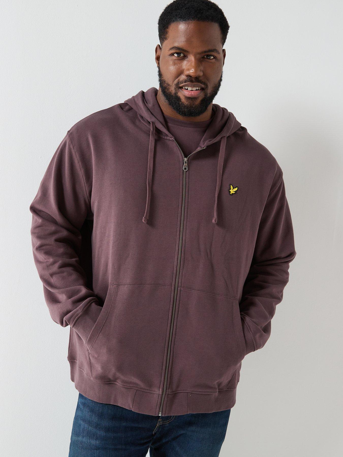 image of lyle-scott-big-and-tall-zip-through-hoodie-brown