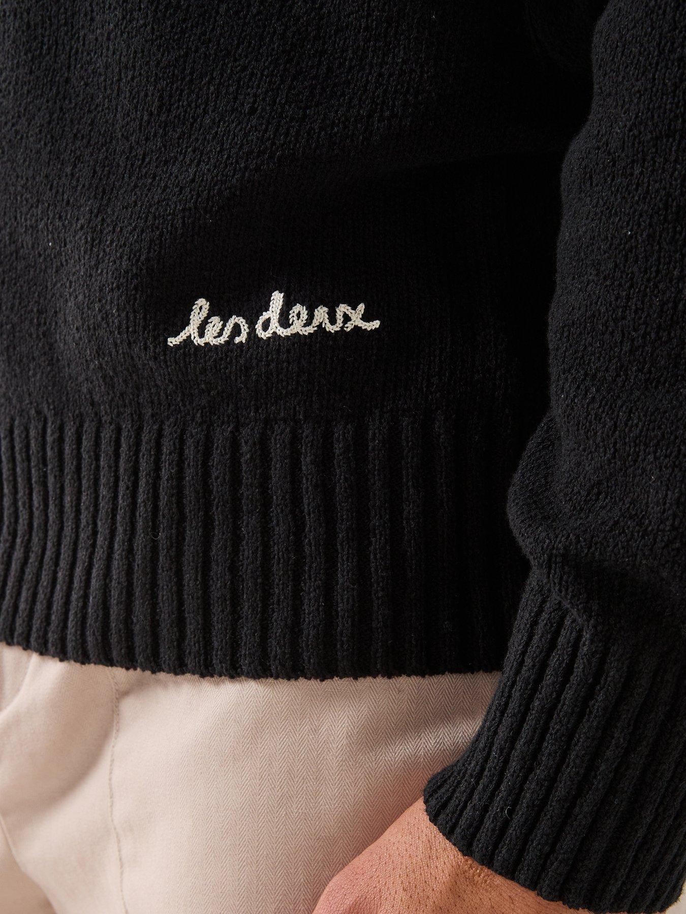 Image 4 of 5 of Les Deux Brad Crew Neck Knitted Jumper - Black