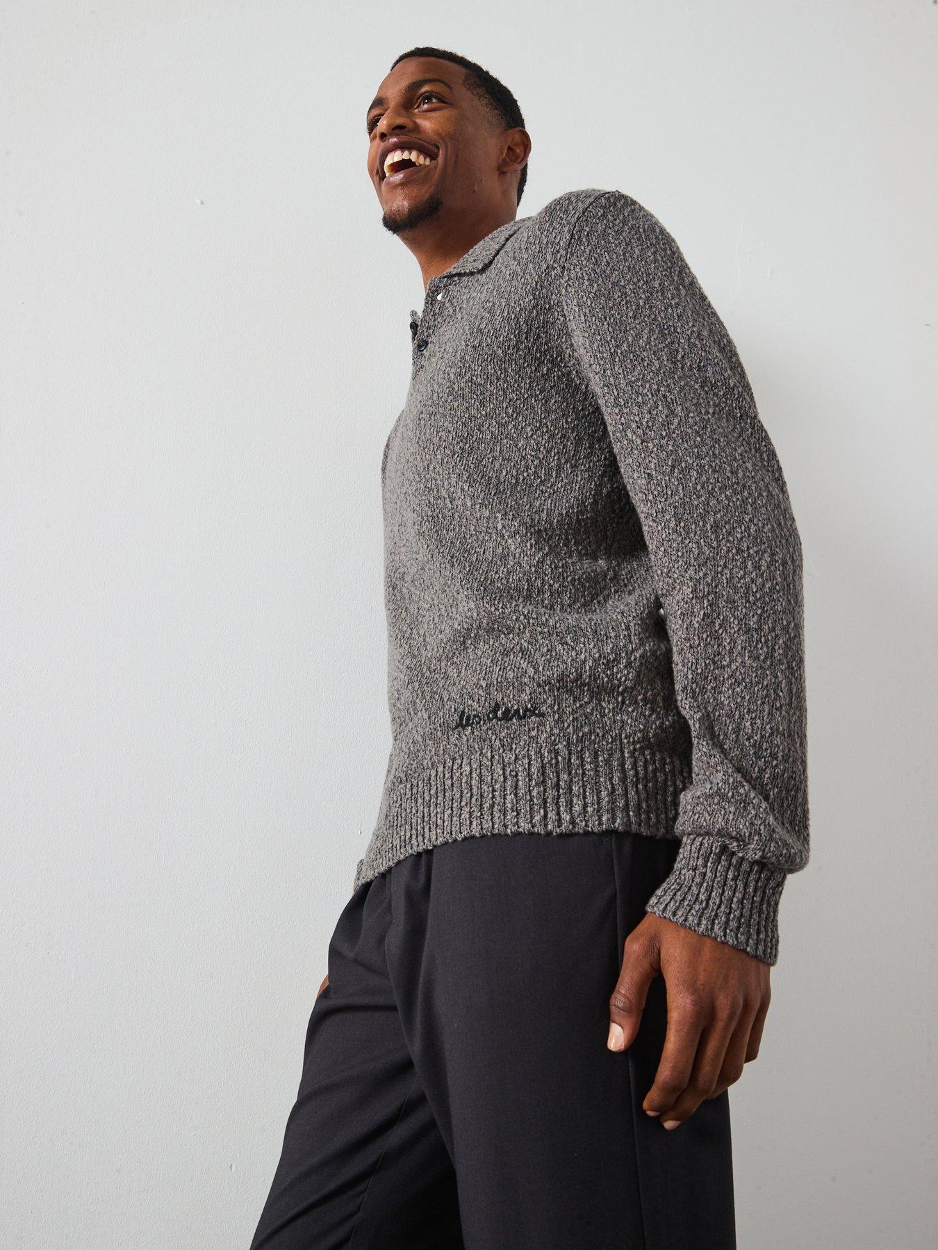  image of les-deux-billy-mouline-knitted-polo-shirt-dark-grey