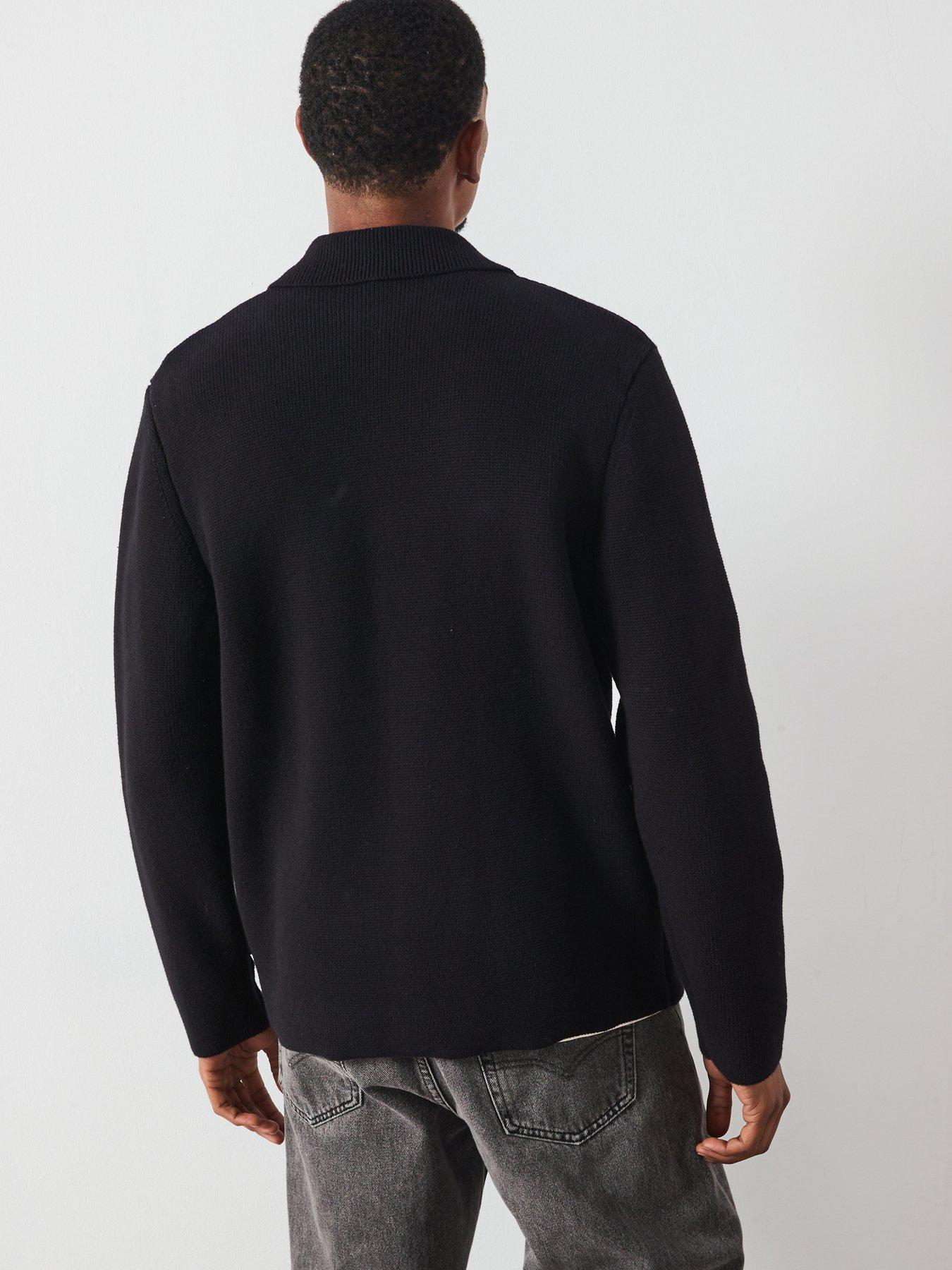 stillFront image of les-deux-fischer-cotton-milano-knitted-overshirt-black