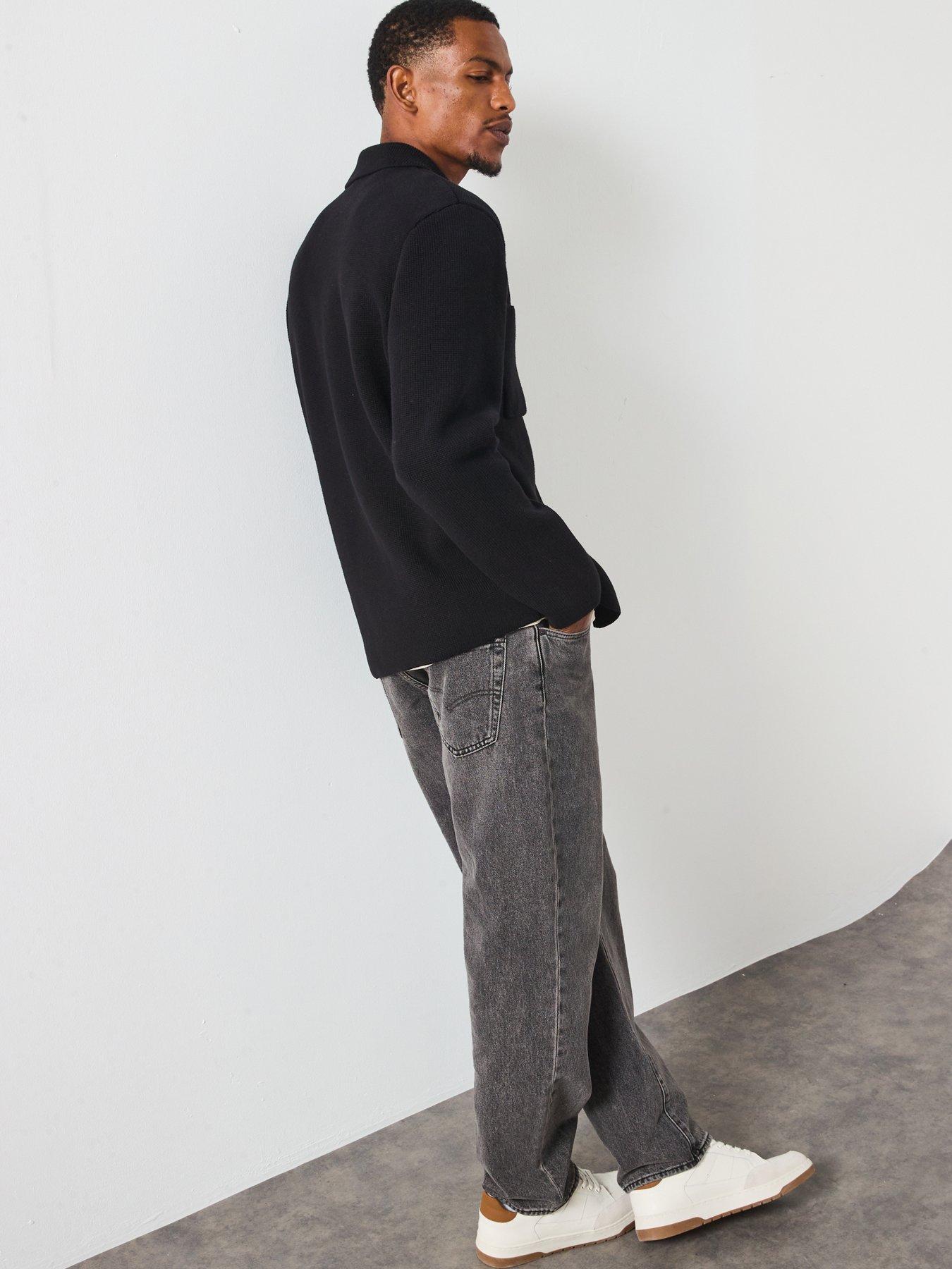  image of les-deux-fischer-cotton-milano-knitted-overshirt-black