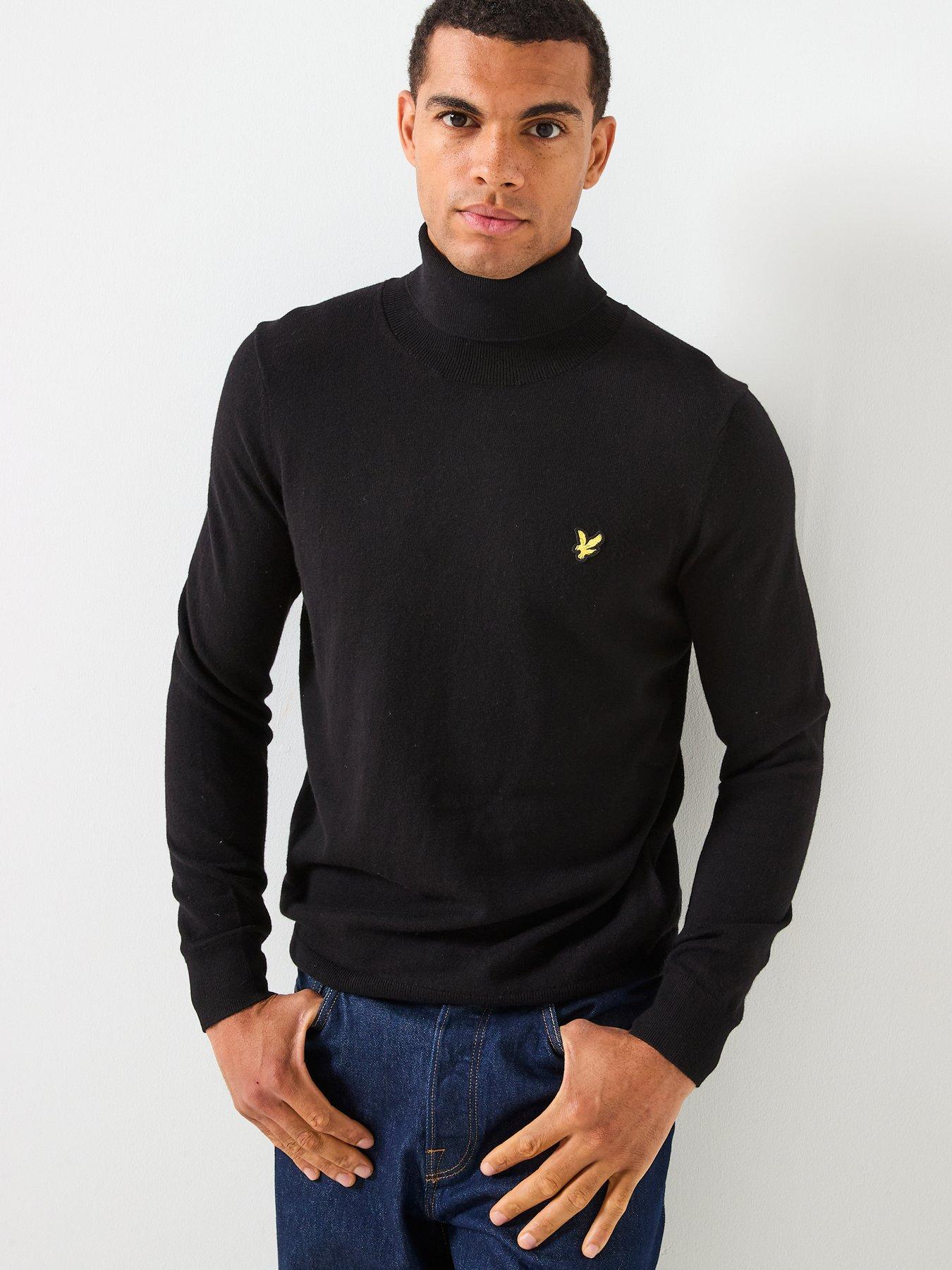 Image 1 of 6 of Lyle & Scott Cotton Merino Turtle Neck Jumper- Black