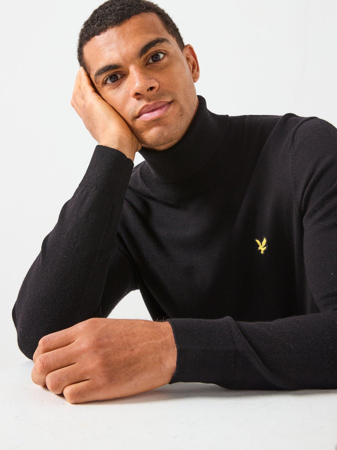 Image 5 of 6 of Lyle & Scott Cotton Merino Turtle Neck Jumper- Black