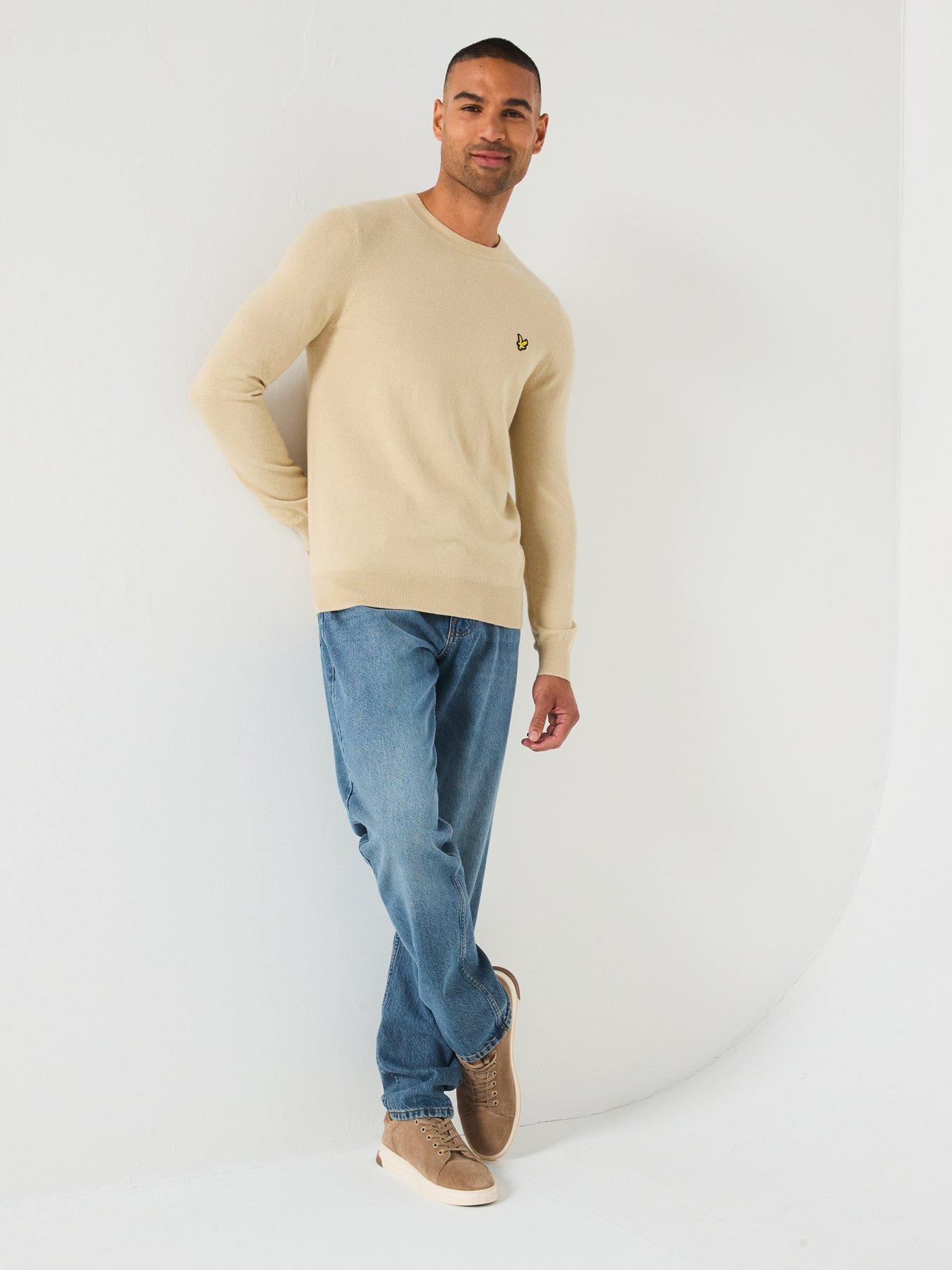  image of lyle-scott-cotton-merino-crew-neck-jumper-cream