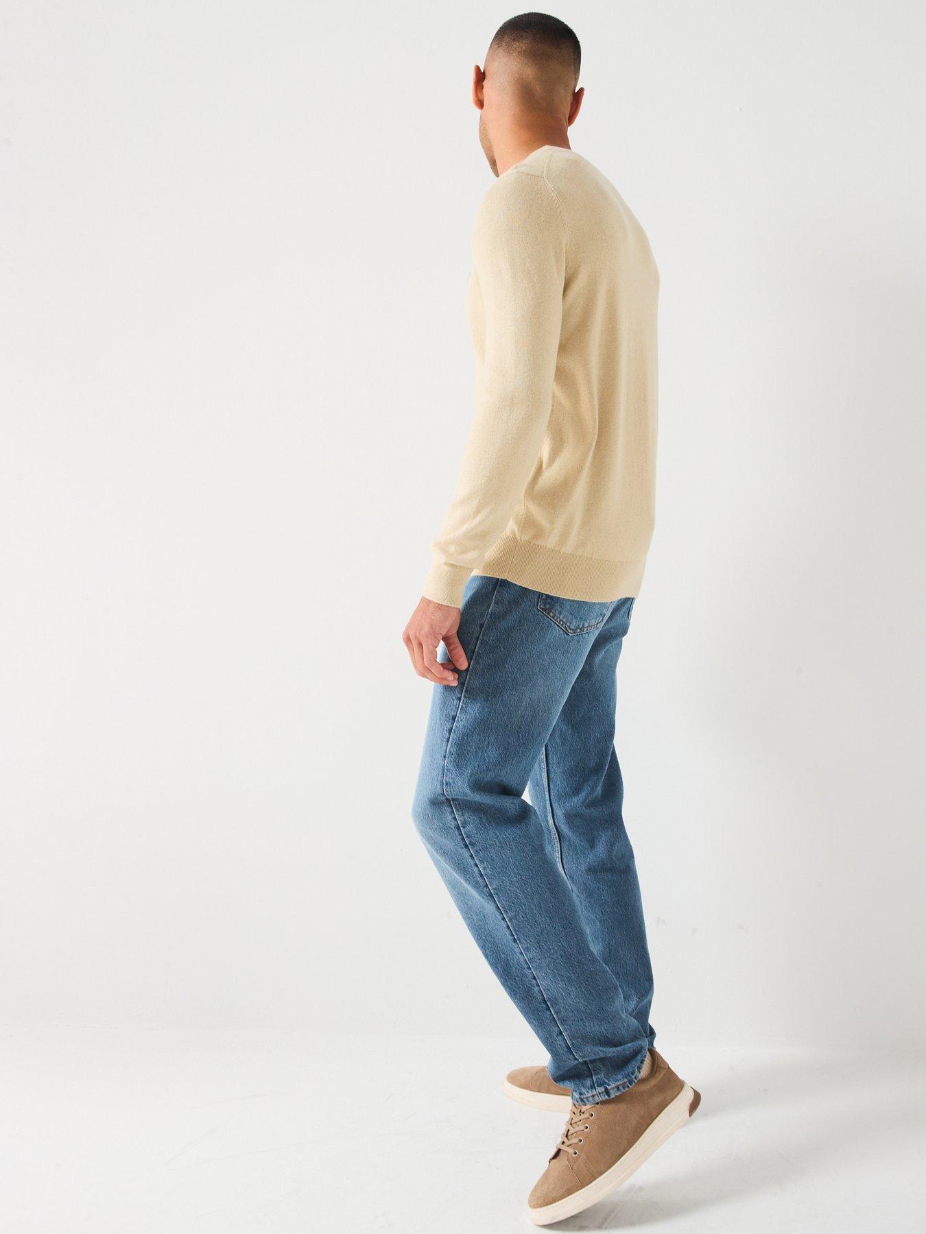  image of lyle-scott-cotton-merino-crew-neck-jumper-cream