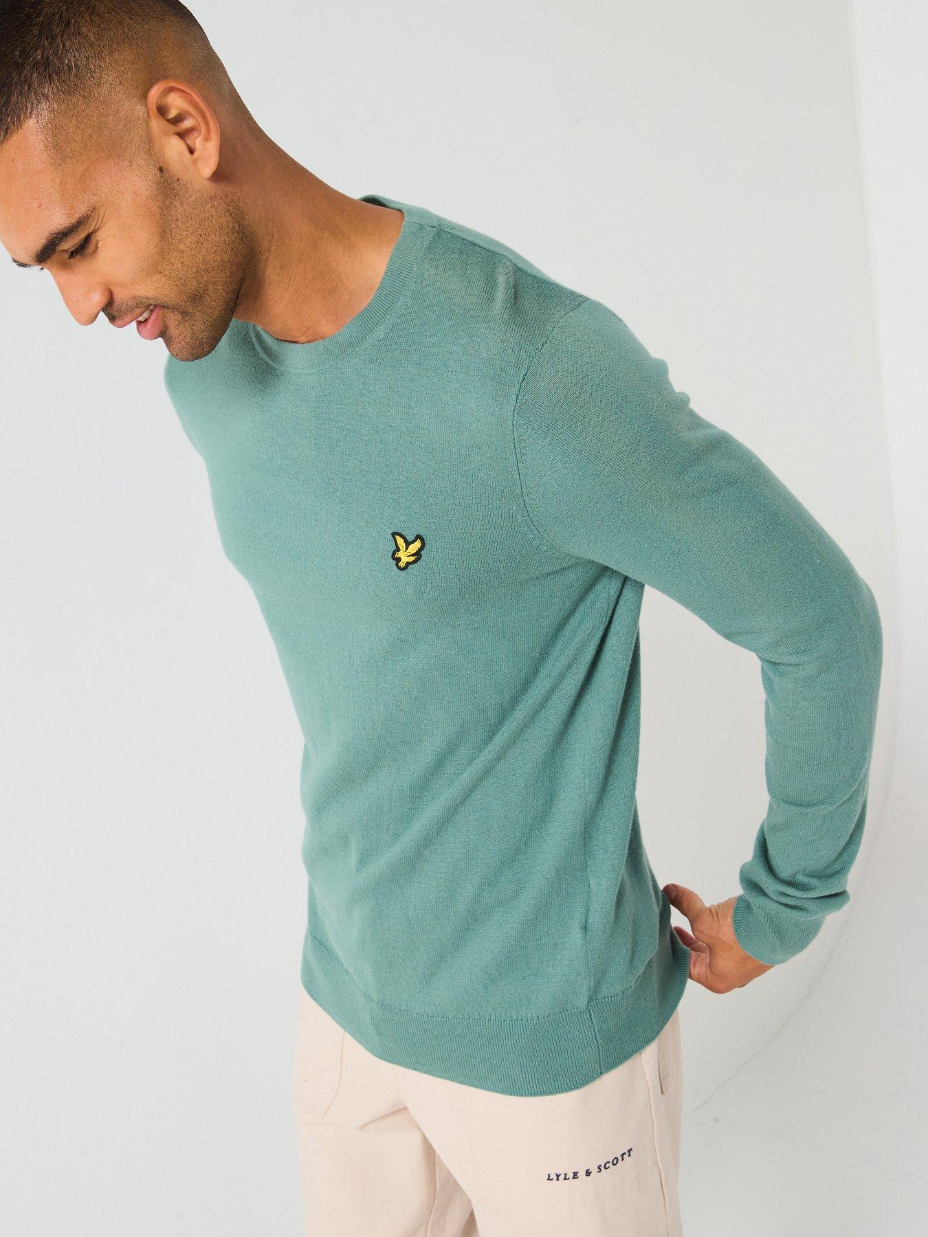  image of lyle-scott-cotton-merino-crew-neck-jumper-green