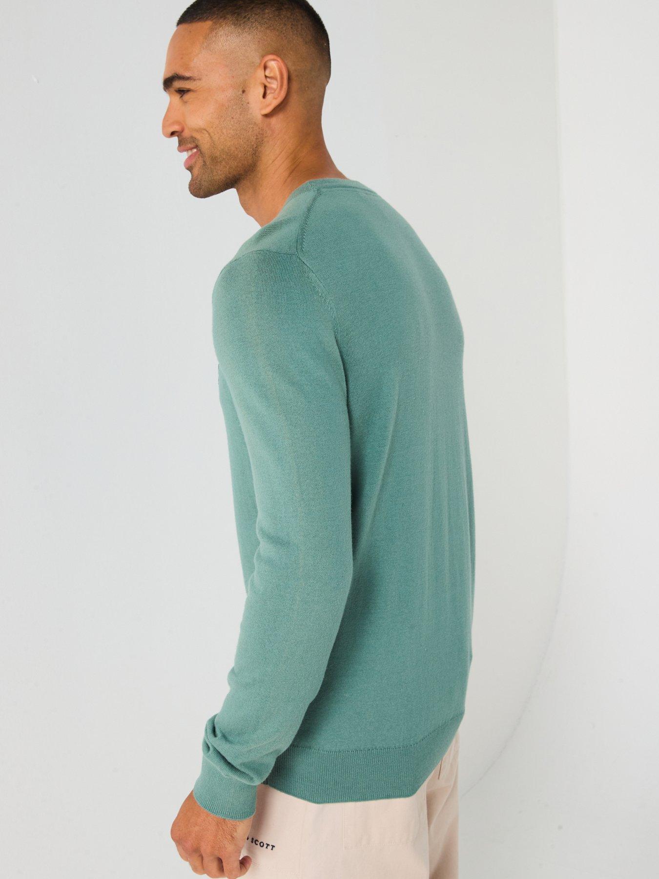 stillFront image of lyle-scott-cotton-merino-crew-neck-jumper-green
