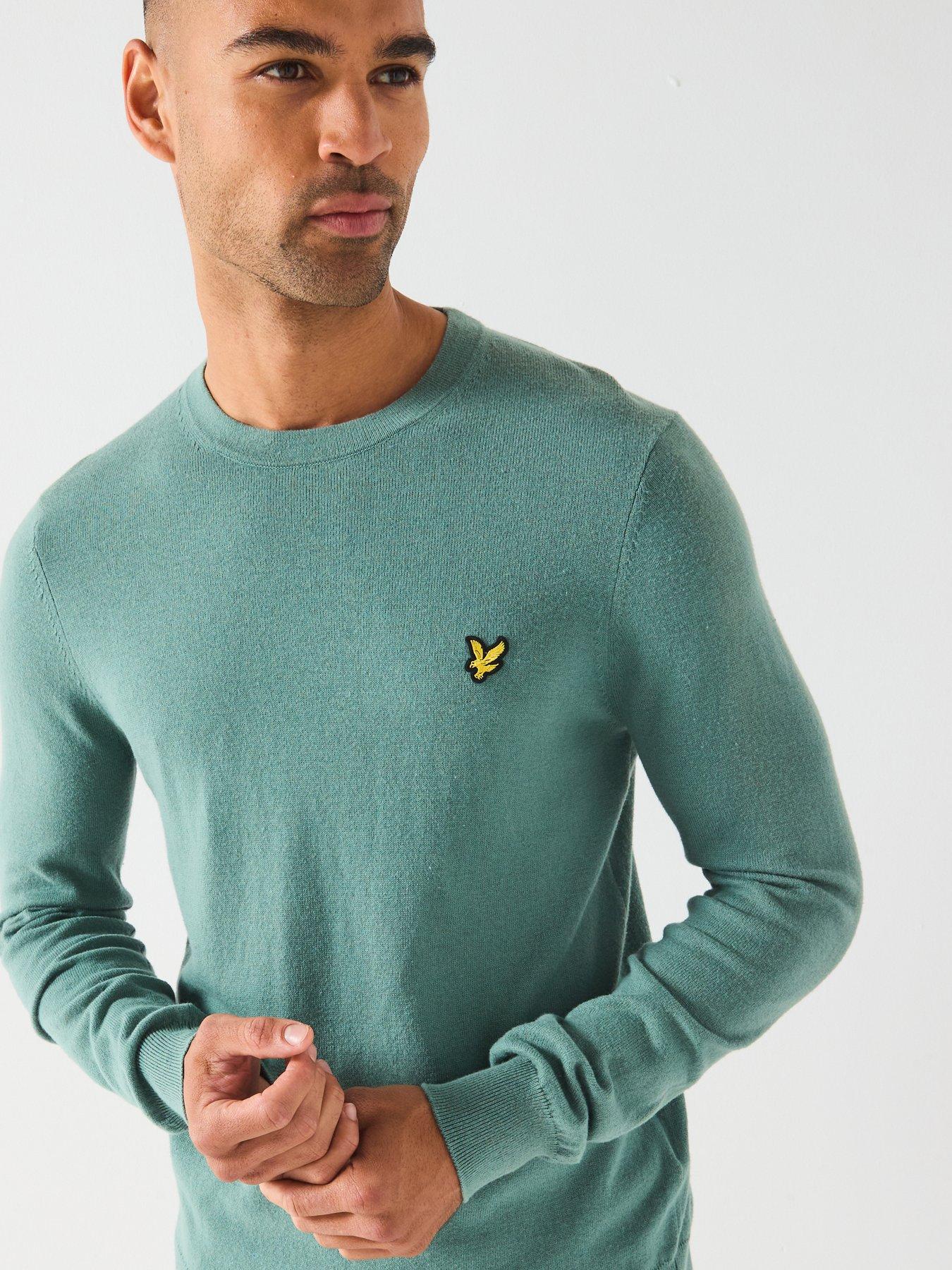  image of lyle-scott-cotton-merino-crew-neck-jumper-green