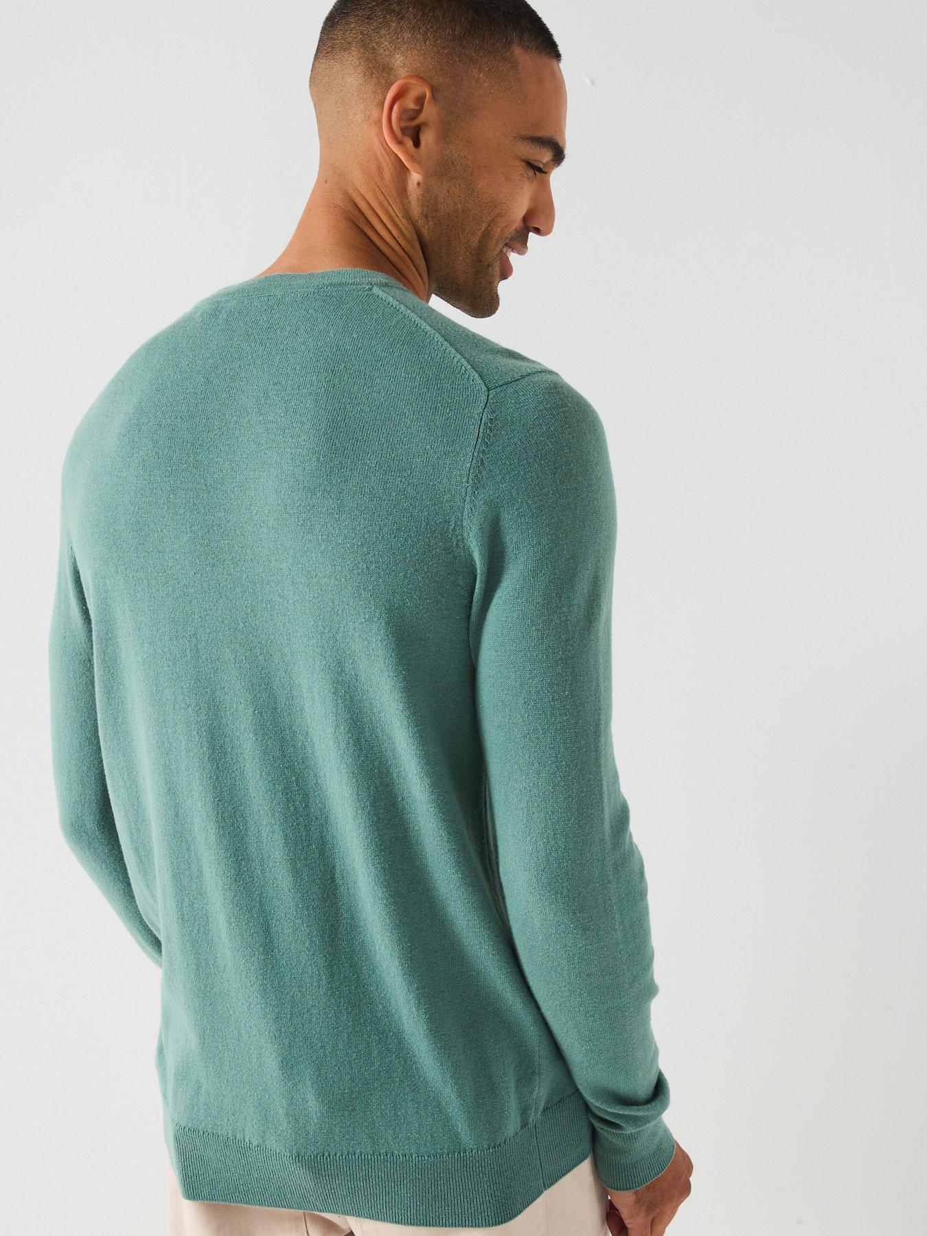  image of lyle-scott-cotton-merino-crew-neck-jumper-green