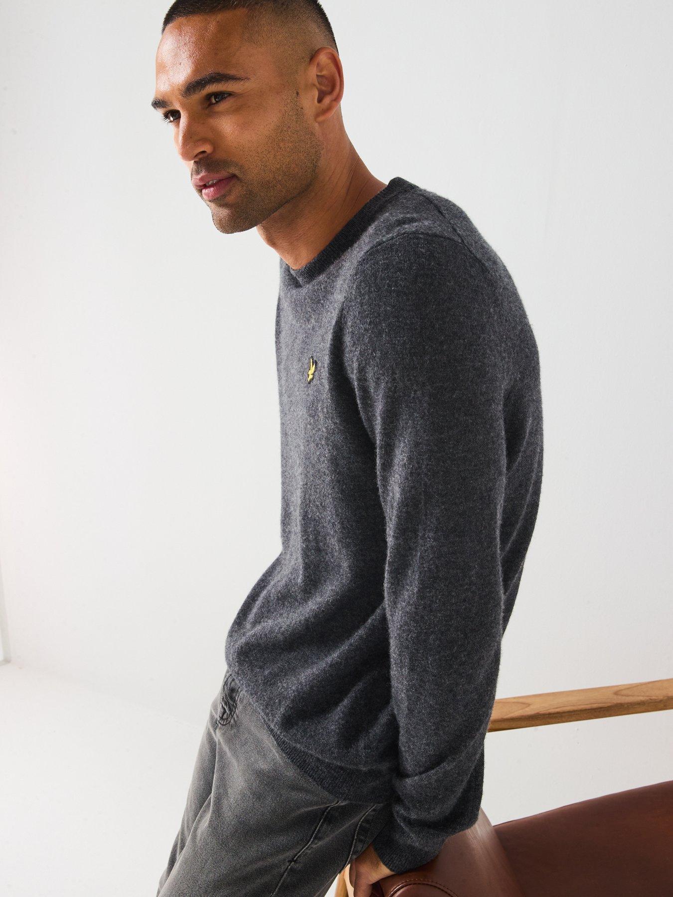  image of lyle-scott-lambswool-blend-crew-neck-jumper-grey