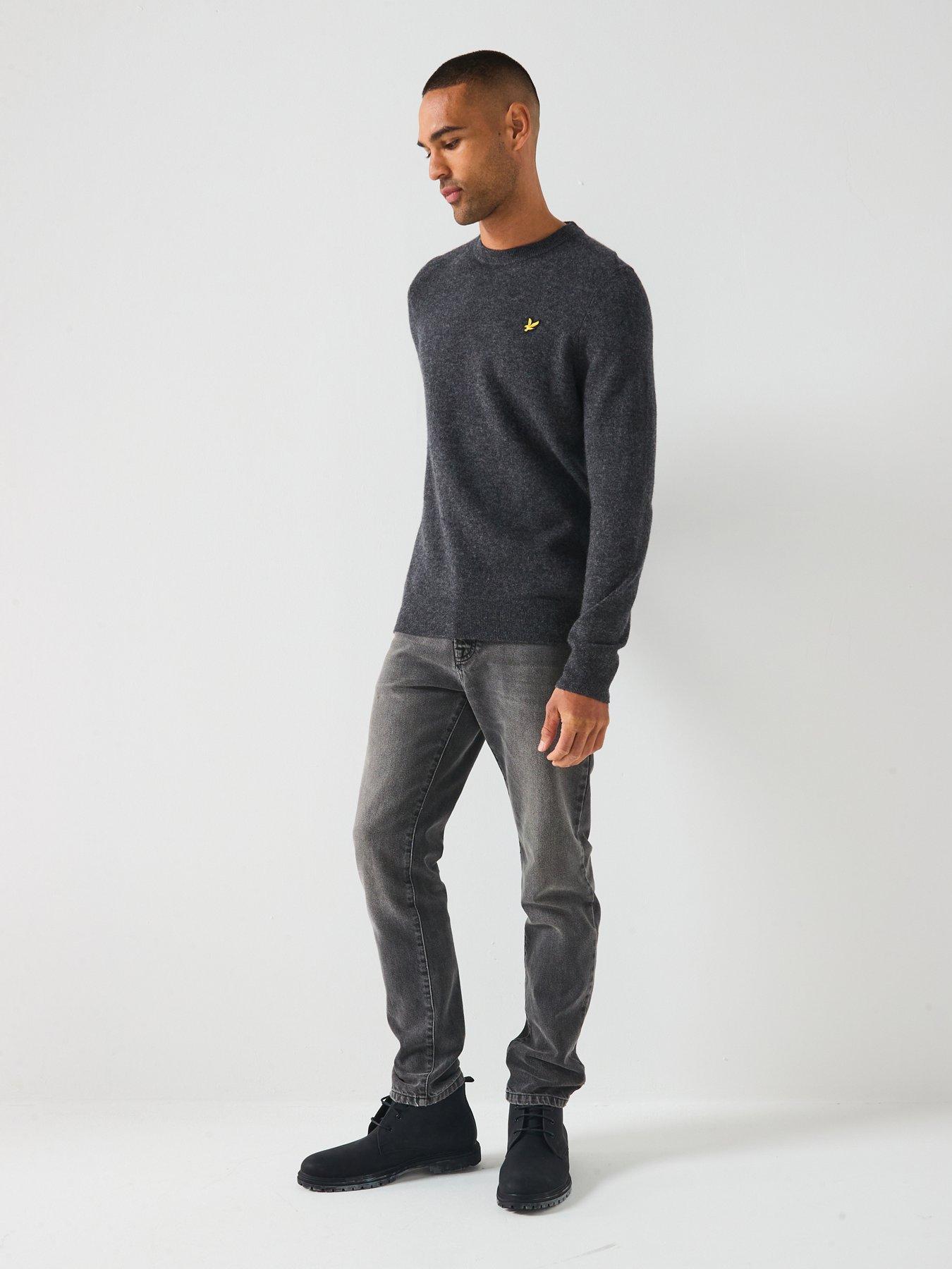  image of lyle-scott-lambswool-blend-crew-neck-jumper-grey