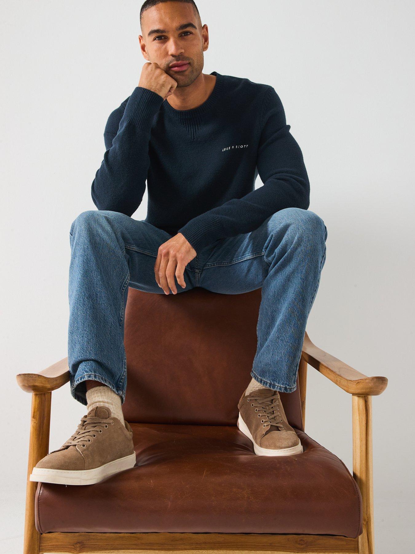 Image 3 of 6 of Lyle & Scott Script Knitted Crew Neck- Navy