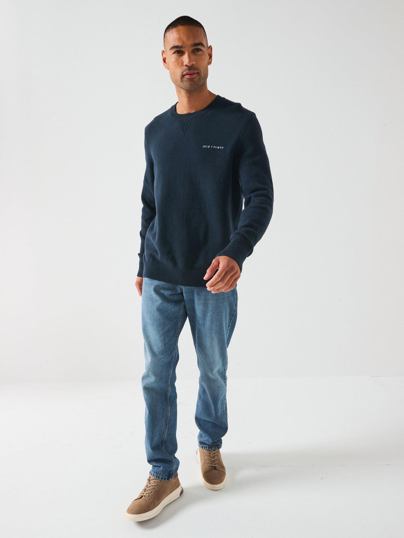 Image 6 of 6 of Lyle & Scott Script Knitted Crew Neck- Navy