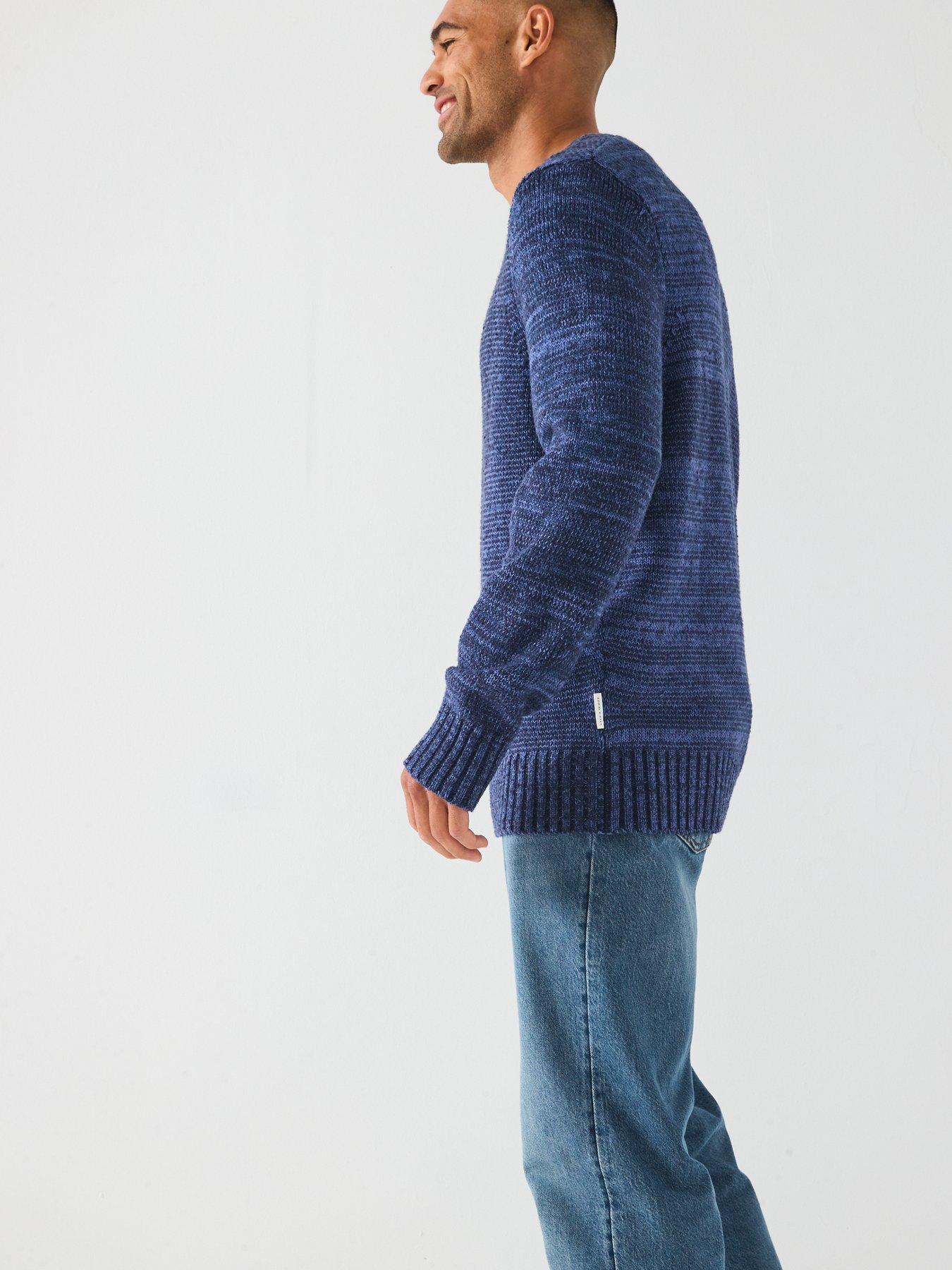  image of lyle-scott-multi-marl-crew-neck-jumper-blue