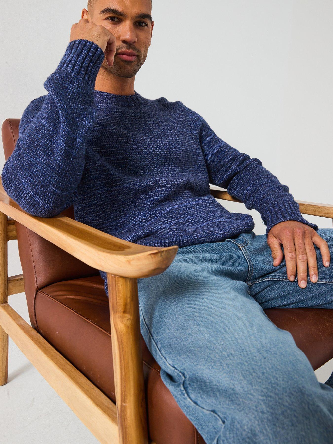  image of lyle-scott-multi-marl-crew-neck-jumper-blue