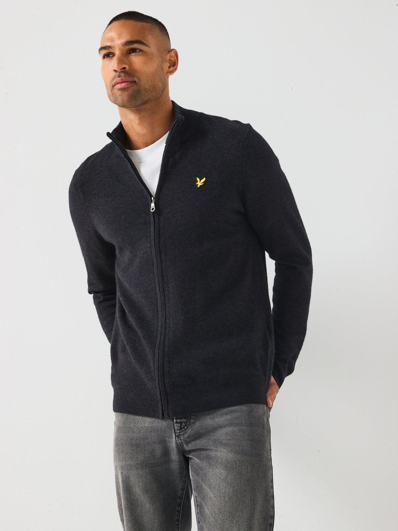 Lyle & Scott Lambswool Blend Zip Through Knitted Jacket - Black