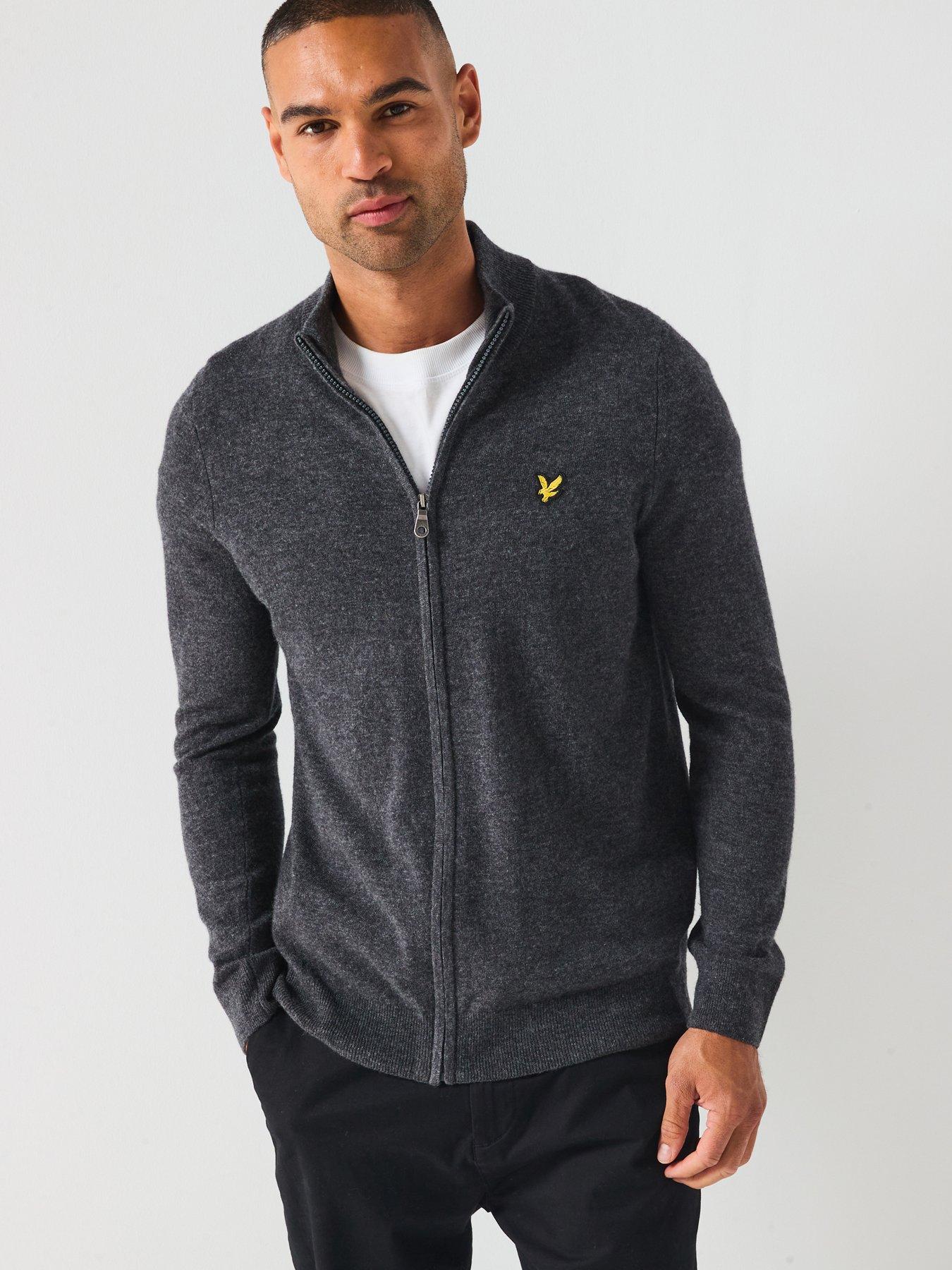 Lyle & Scott Lambswool Blend Zip Through Knitted Jacket - Grey
