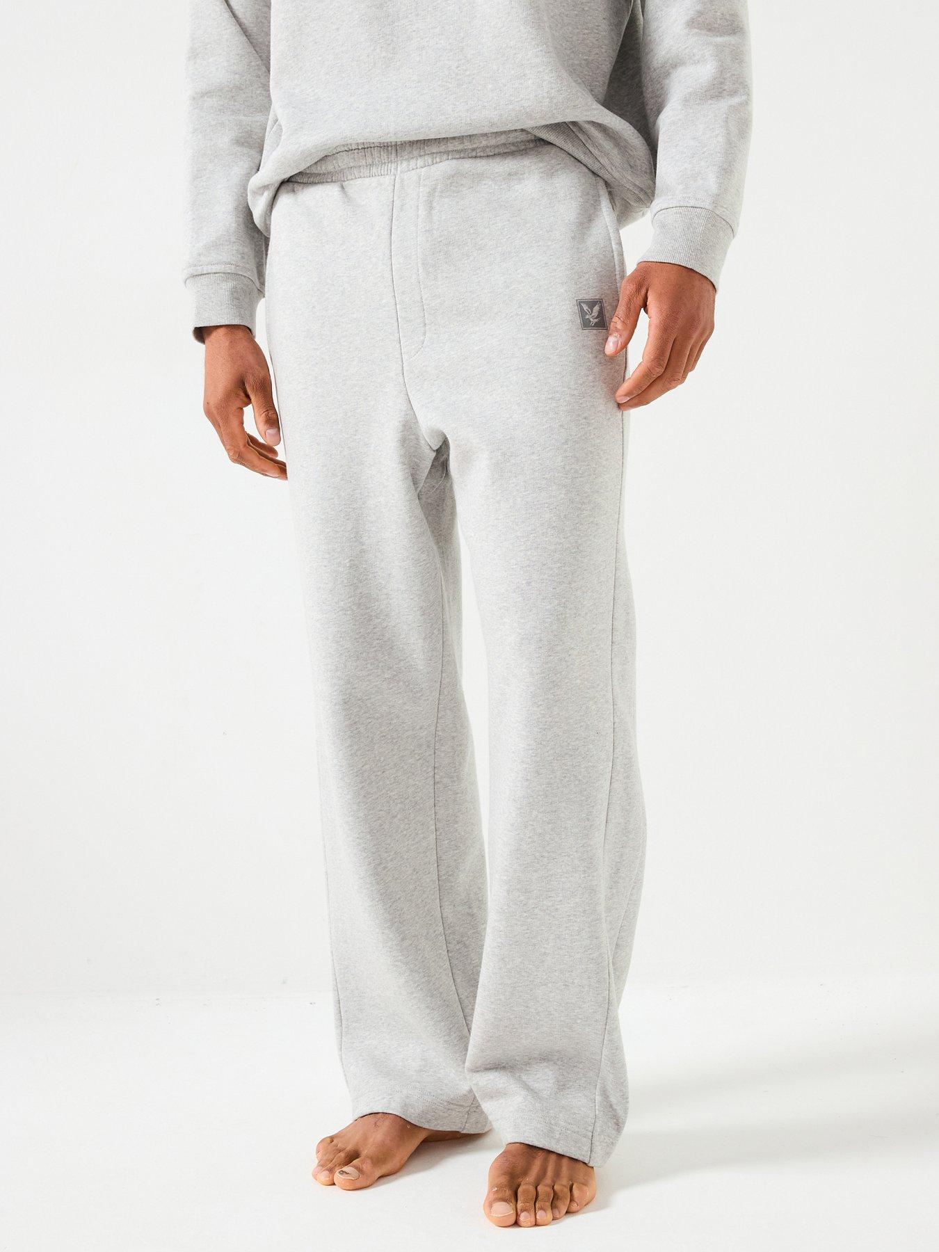 front image of lyle-scott-loungewear-straight-leg-jogger-dark-grey-light-grey