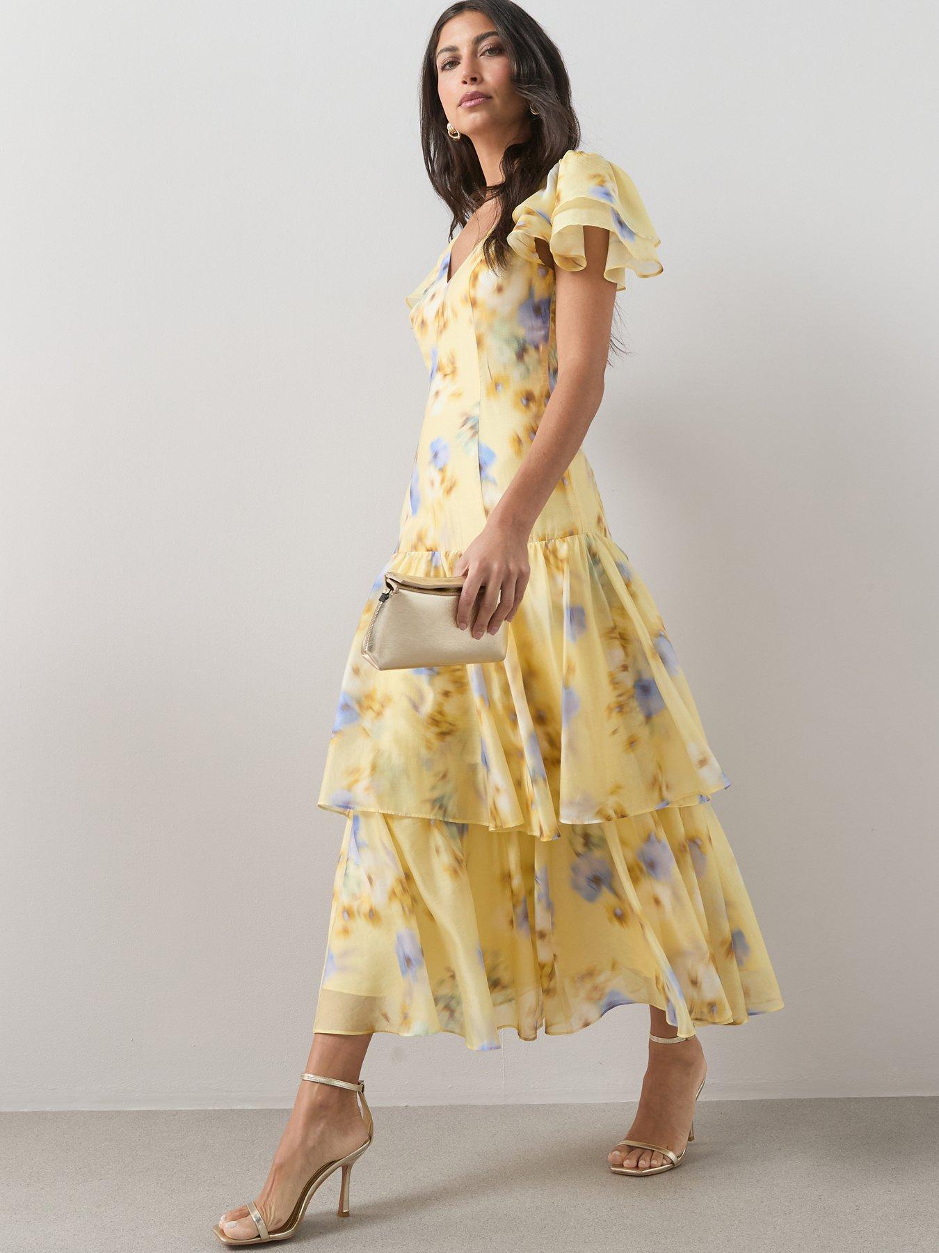 The Very Collection Floral Ruffle Tiered Midi Dress - Print